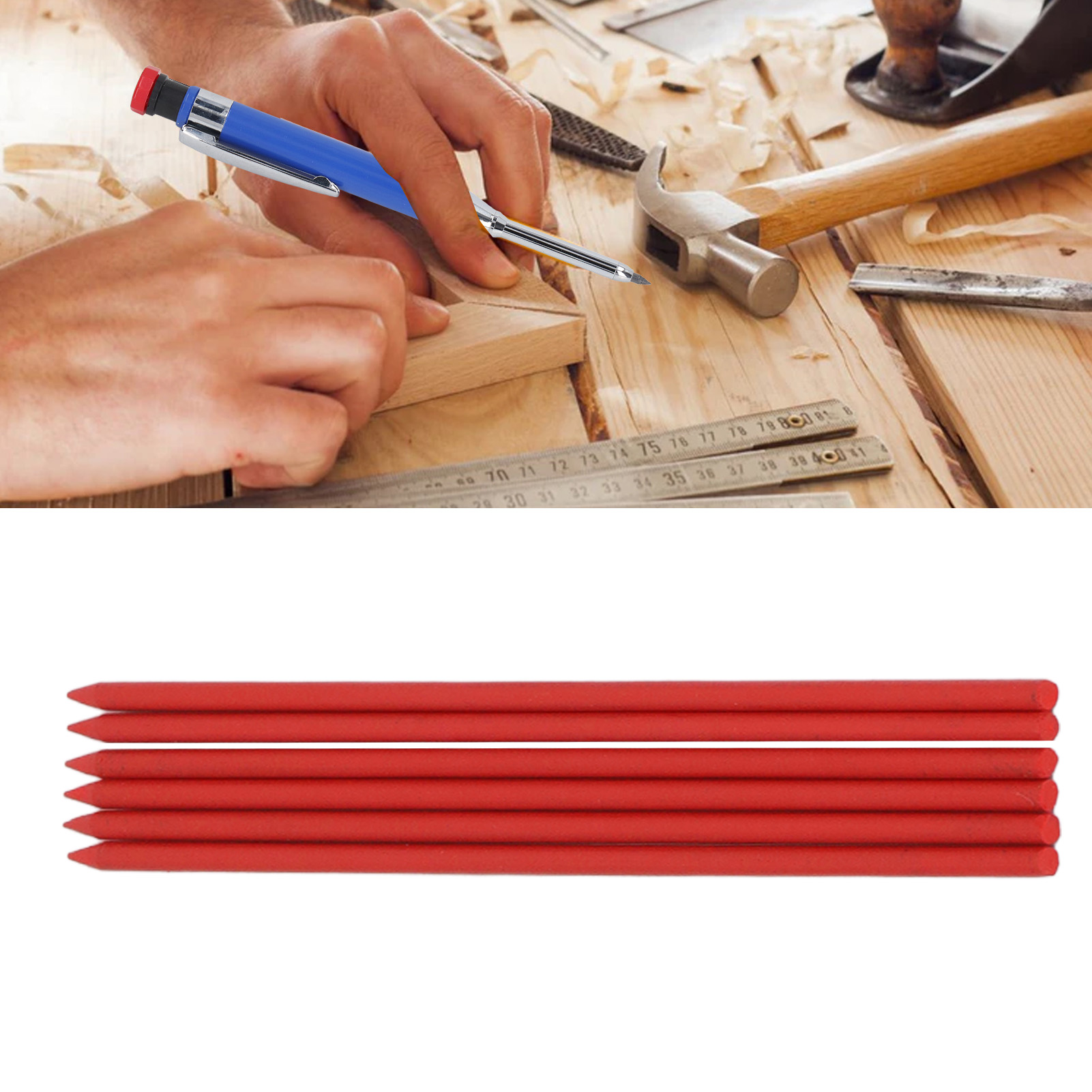 Erhältlich In 6er-packungen. 2,8 Mm Hb-bleistiftminen Für Schreiner, Langlebige Rote Minen In Forschungsqualität Für Druckbleistifte Und Holzbearbeitung.