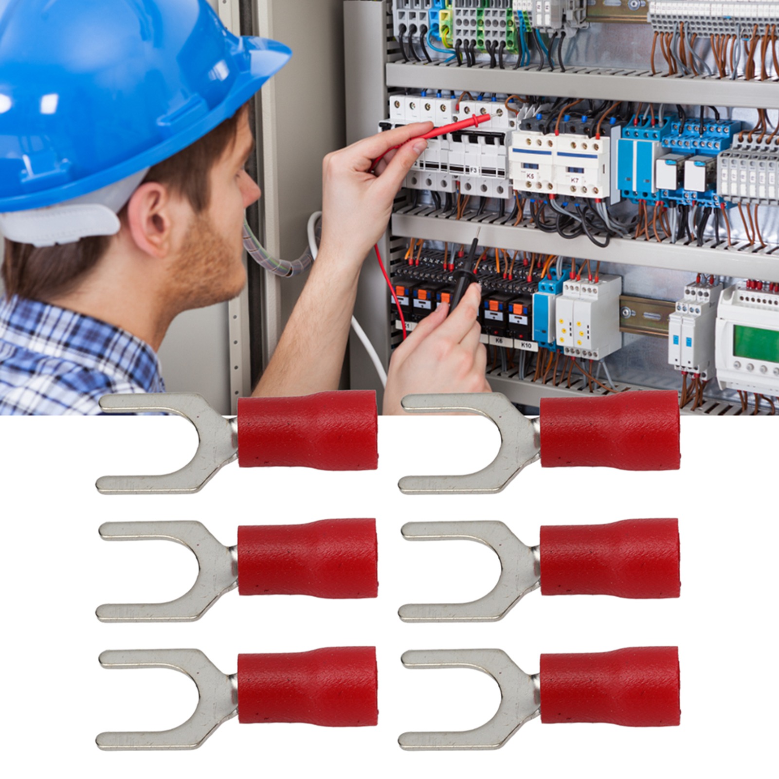 100 Stück Zu Verkaufen: Sv2-6 Rot Isolierter Abzweigverbinder, U-förmiger Verbinder, Crimp-kabelschuh Für Drähte Mit Einem Querschnitt Von 16-14 Awg.