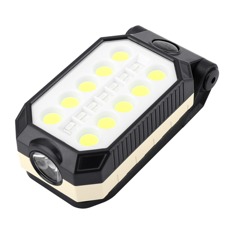 Neue Cob-led-arbeitsleuchte, Usb-aufladbar Mit Magnet, Outdoor-campingleuchte, Weißes Licht, Rot Und Blau Blinkend, Große Ausführung 599a: Lampe + Usb-kabel