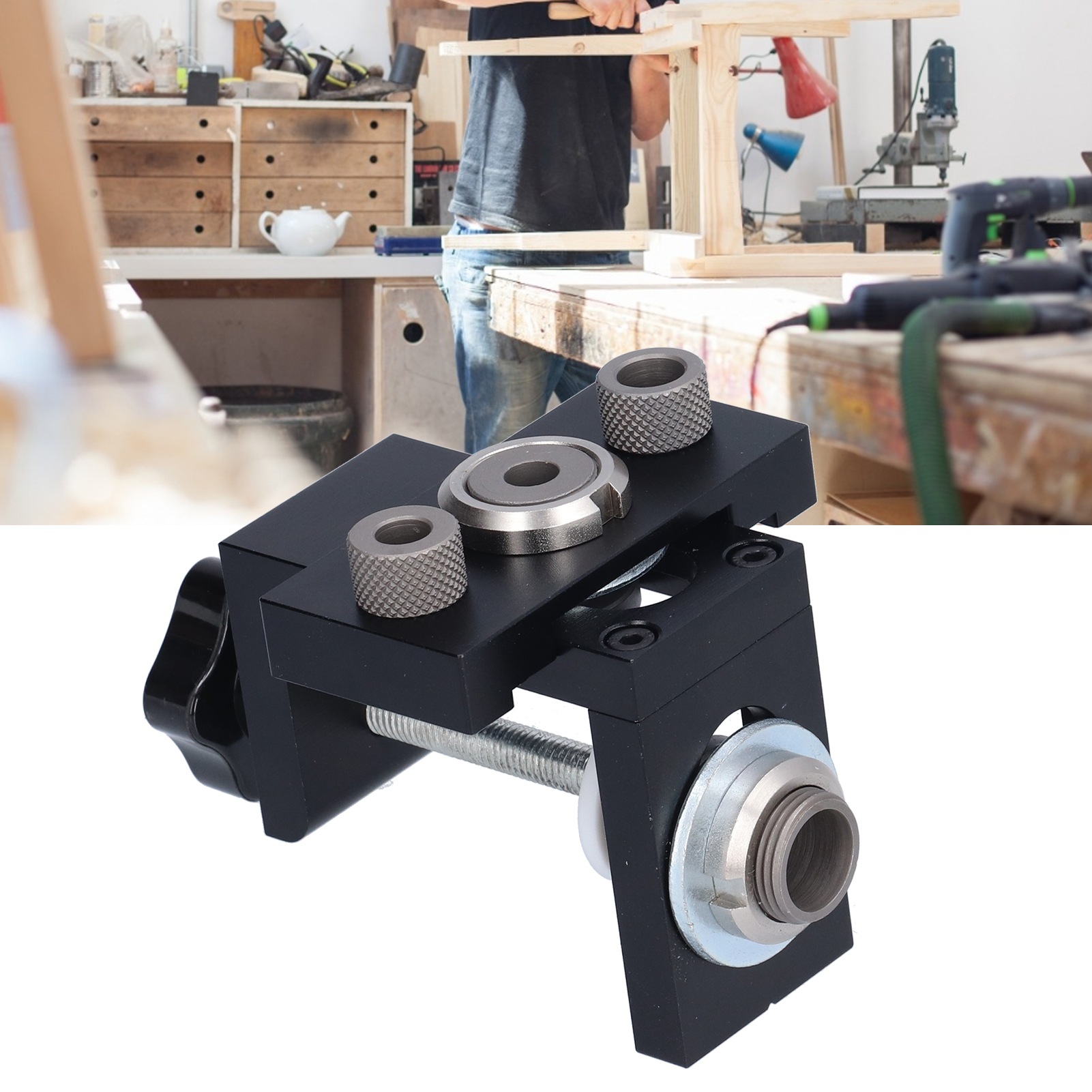 Ggw Modell B 3-in-1 Bohr- Und Positioniergerät Für Die Holzbearbeitung, Mit Lochöffnungs- Und Dübelbohrwerkzeug.
