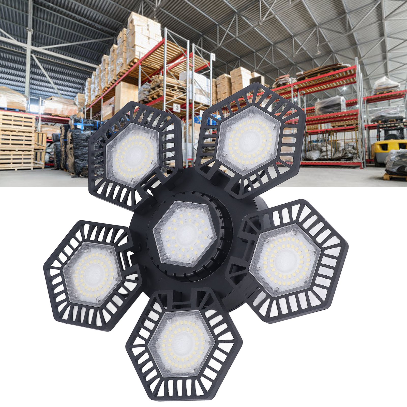 120-w-led-industrie- Und Bergbaulampe Mit 5 Flügeln, Faltbar, Für Fabriken Und Lagerhallen, 85–277 V Wechselstrom