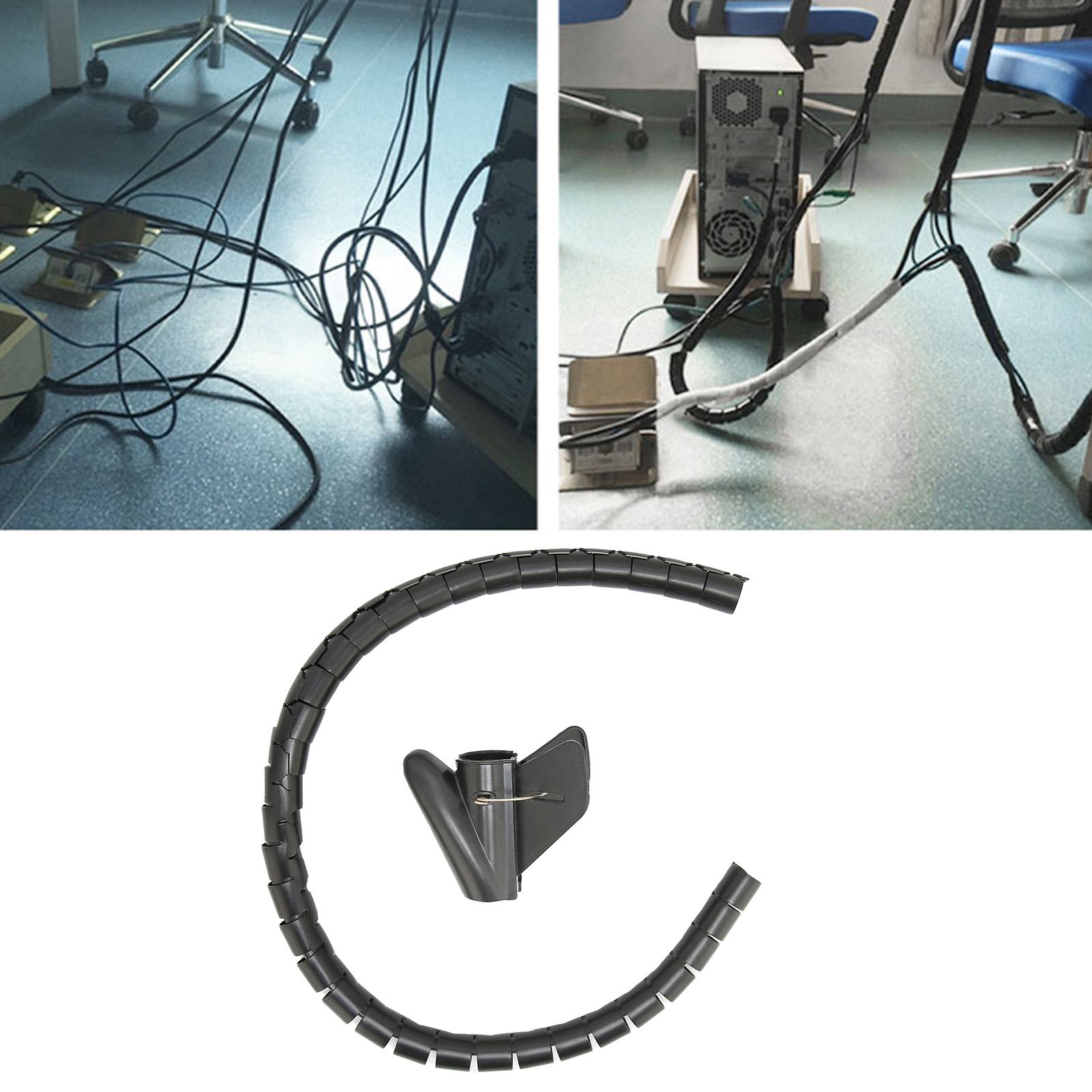 Neue Art Von Offenem, Spiralgewickeltem Kabelmanagementschlauch Aus Kunststoff Mit Clips, 10 M, Ø 16 Mm