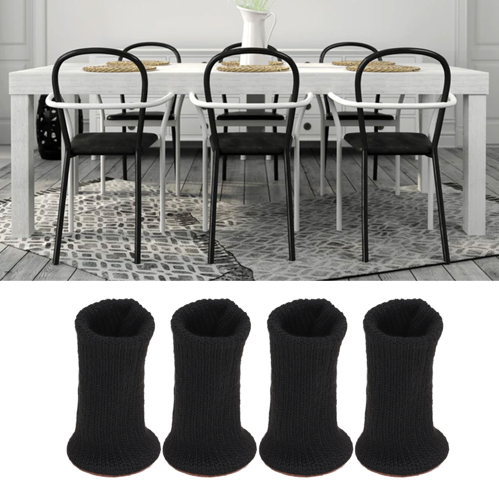 Set Mit 4 Stuhl- Und Hockerbeinen Mit Rutschfesten Spitzen, Geräuschlos, Verschleißfest Und Sturzsicher, Für Tisch- Und Stuhlbeine, Schwarz.