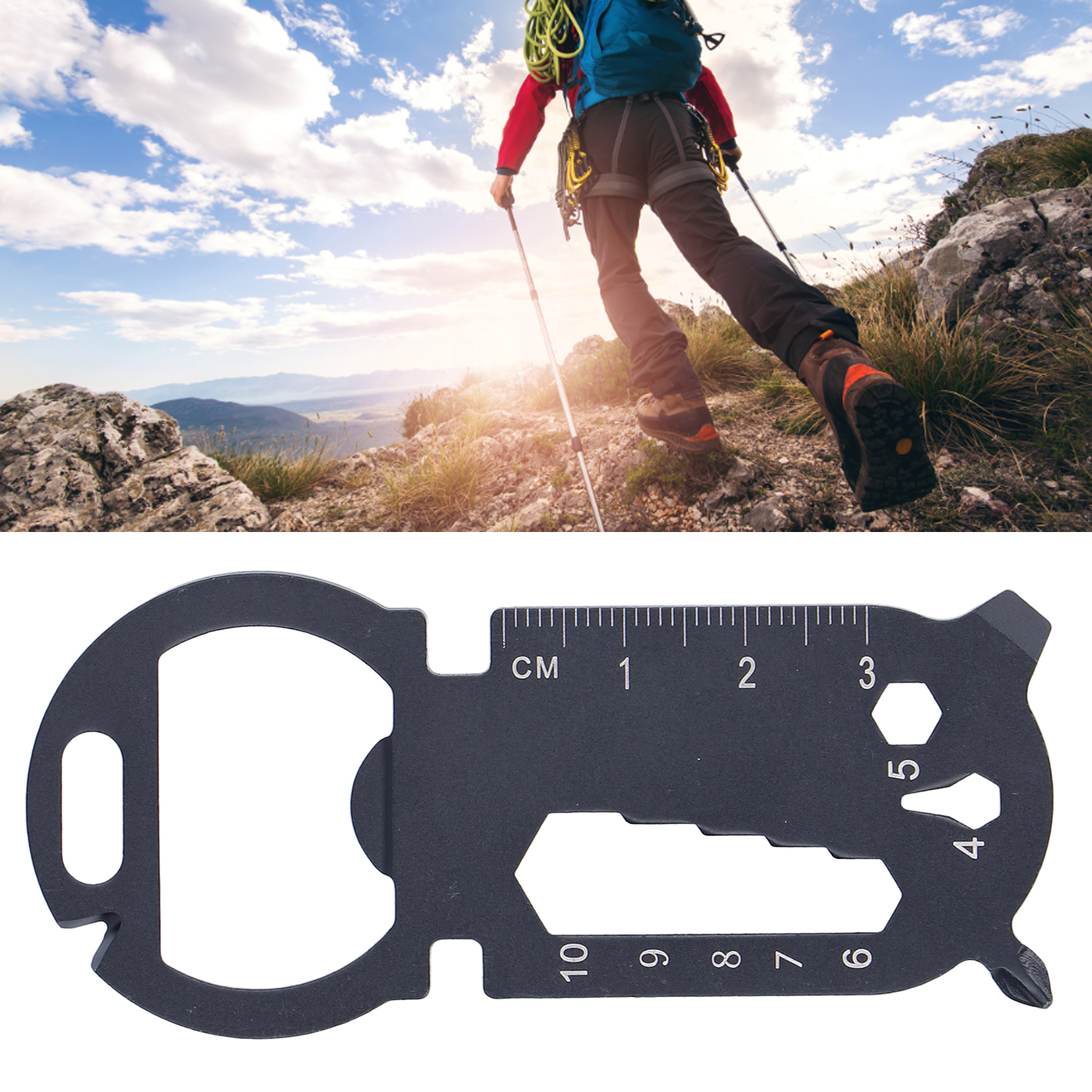 Multifunktionales Outdoor-edc-werkzeug, Karte, Kreativer Flaschenöffner, Schlüsselanhänger, Tragbar, Vielseitig Einsetzbar, Großer Runder Kopf