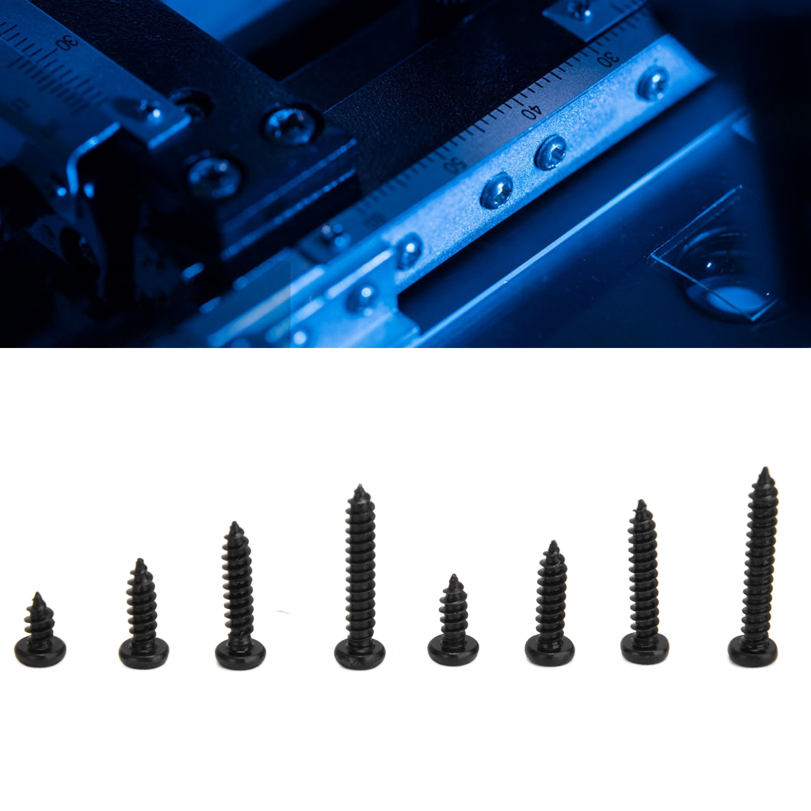 Set Mit 300 Selbstschneidenden Phillips-kopfschrauben Mit Gewölbtem Kopf Aus Schwarzem Kohlenstoffstahl M3 (in Einer Schachtel)