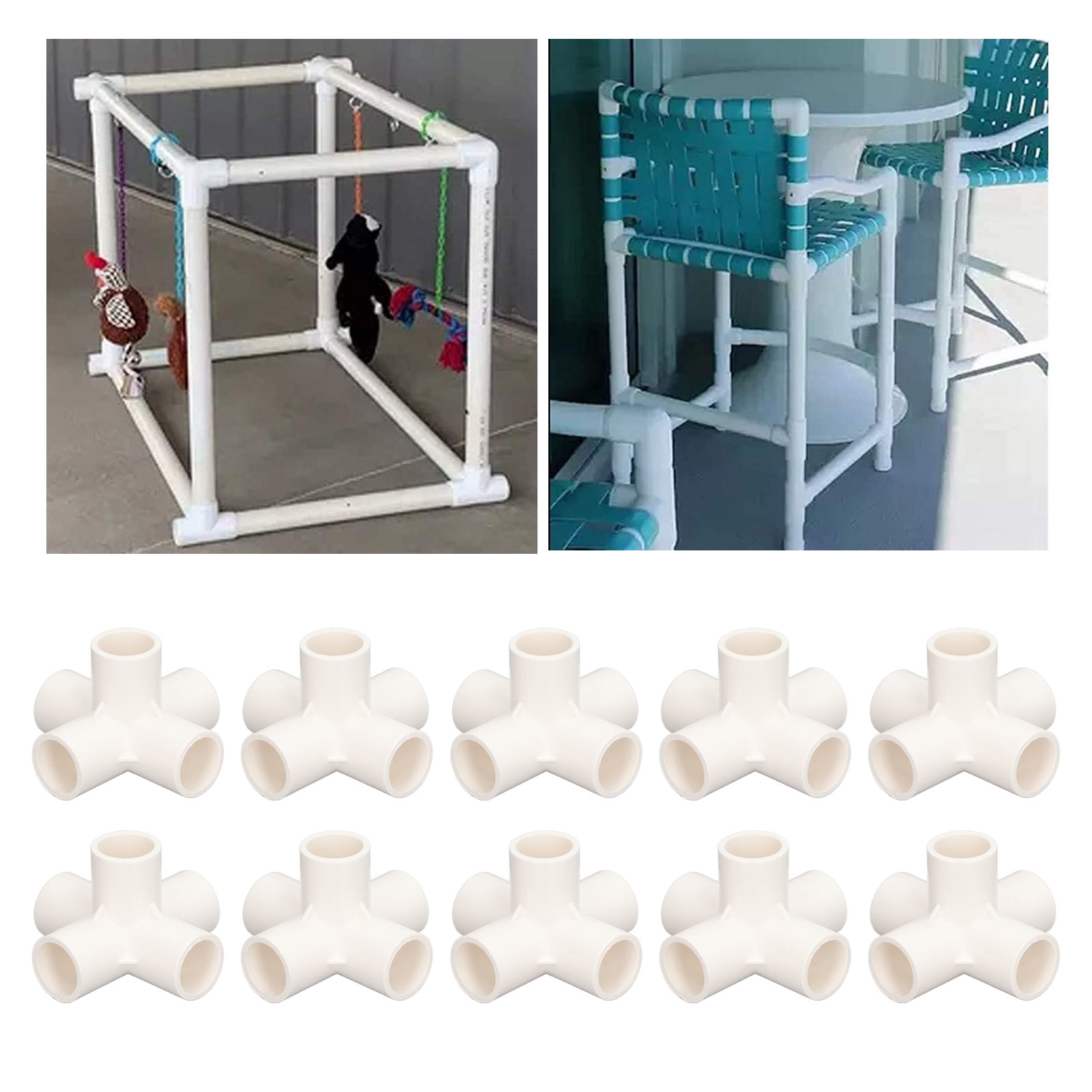 Drei- Oder Fünfwege-pvc-winkelstück, 25 Mm Durchmesser, Für Wasserzu- Und Abwasserleitungen, Verwendet Für Möbel, Gewächshäuser Und Zelte. Weiß.