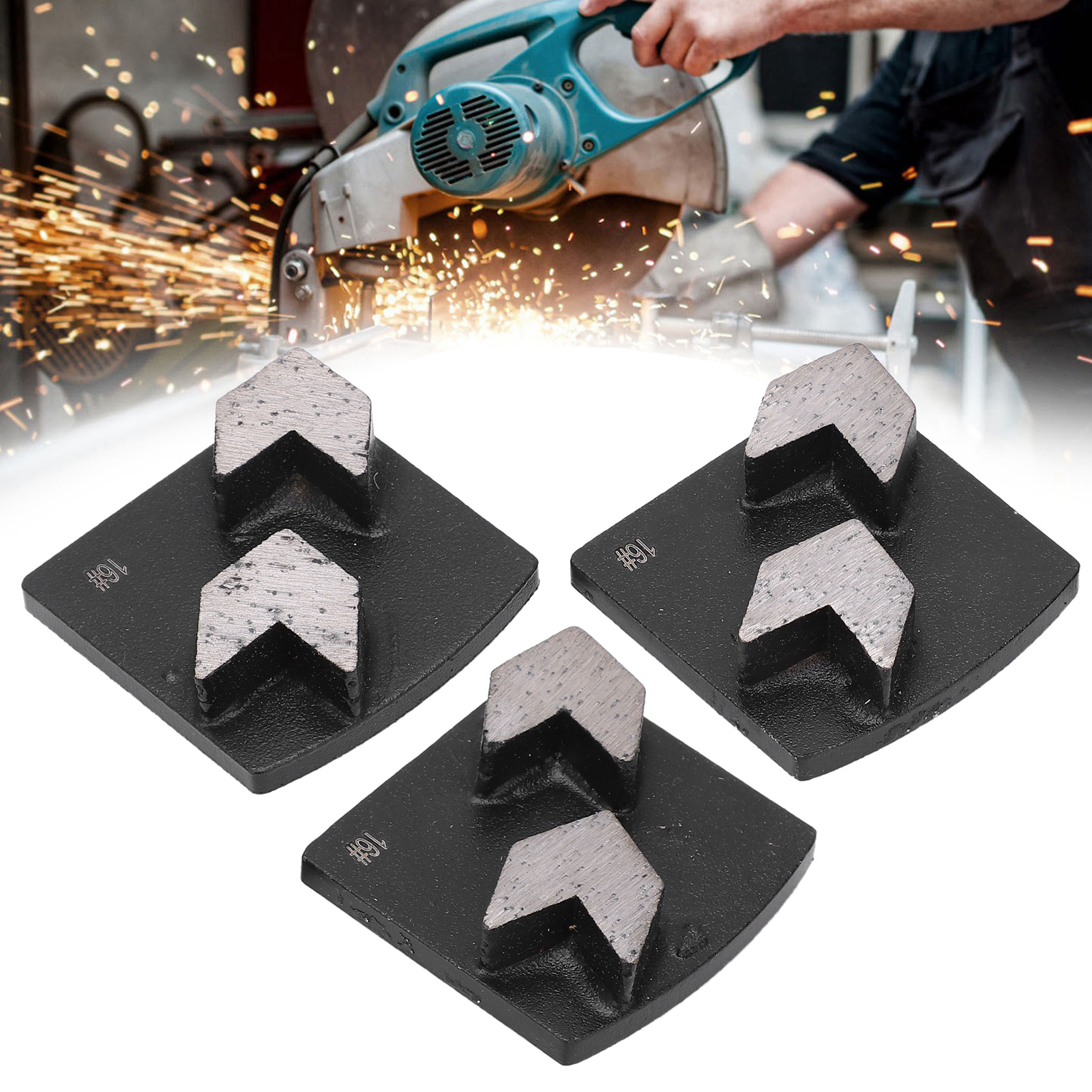 Diamantschleifblöcke Für Beton Und Zement, Schwalbenschwanzförmige, Pfeilförmige Zähne, Schwarz Nr. 16