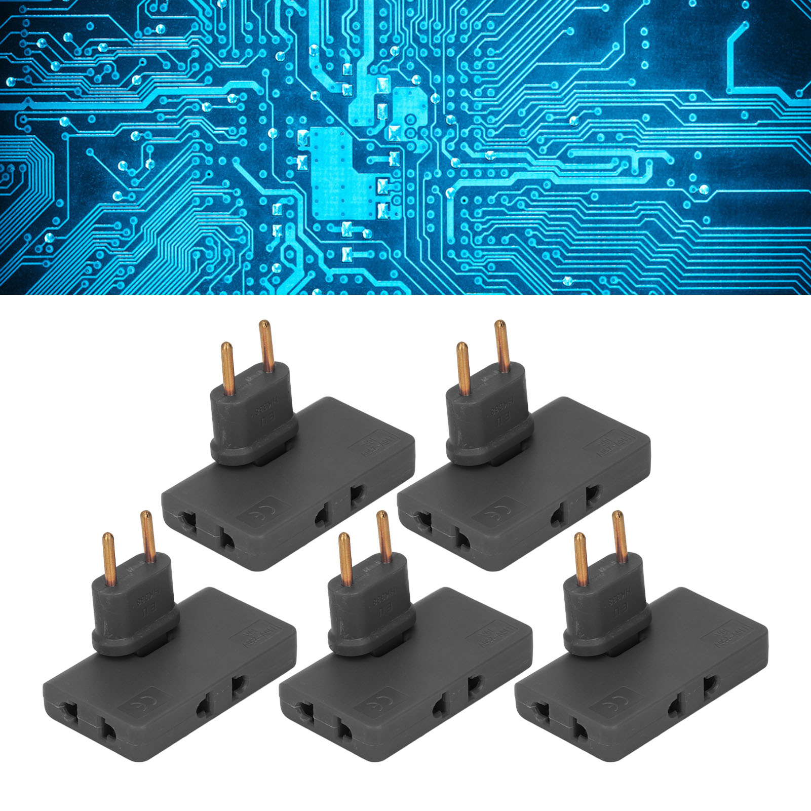 Verkauft In 5er-packs, 180 Grad Drehbarer Drahtloser Steckdosenadapter 1 Auf 3, Europäischer Standard, Europäischer Standardstecker 110-250v Schwarz.