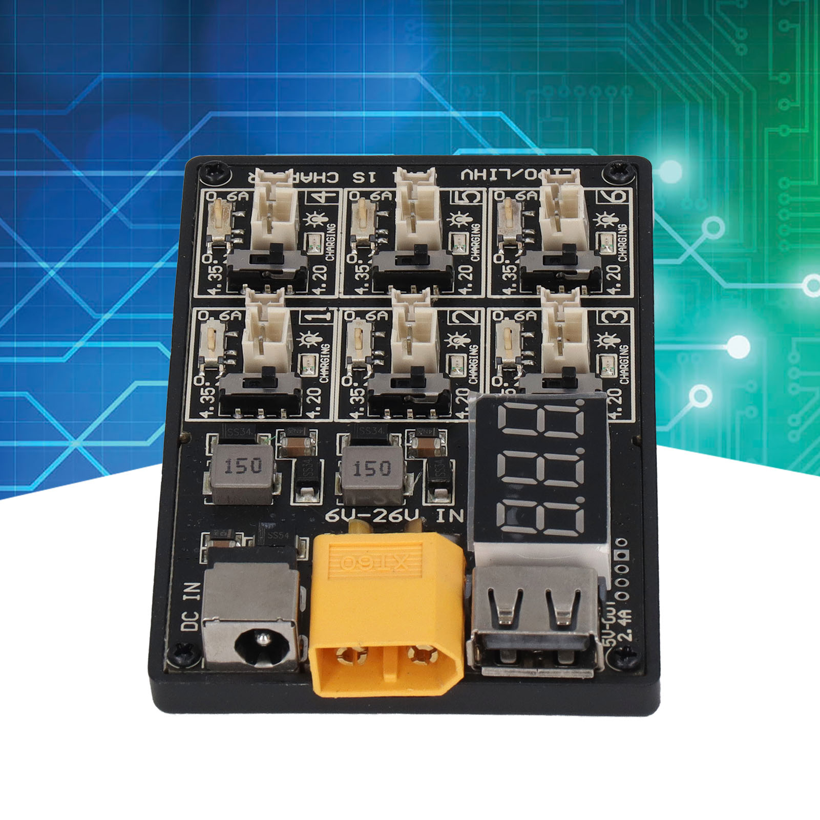 6-in-1 1s-ladegerät Für Lipo- Und Lihv-akkus, Xt60-ladeadapter