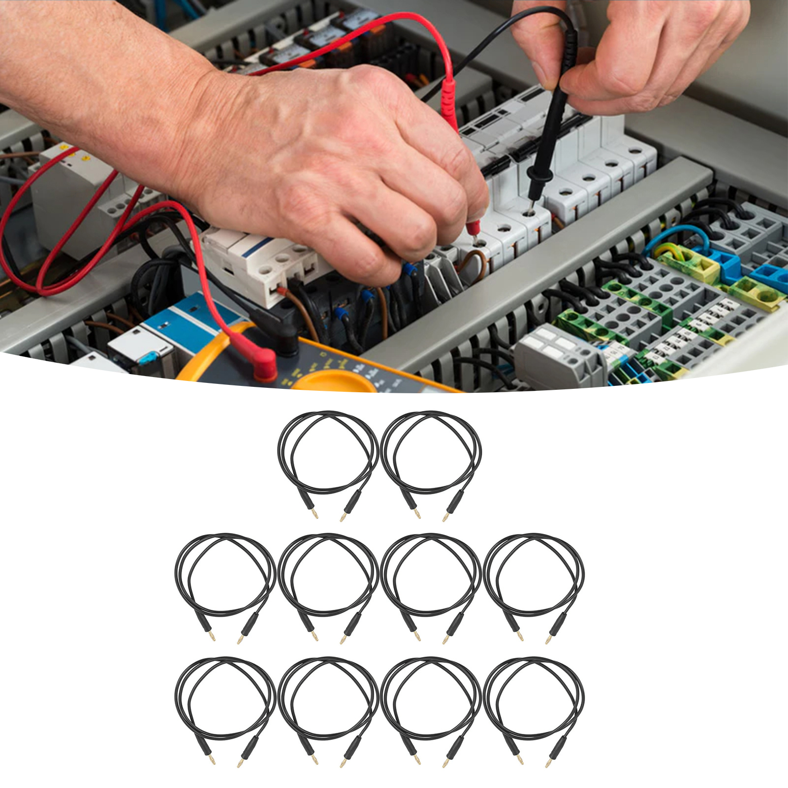 J.70003 4mm Vergoldetes Und Vernickeltes Messing-bananenstecker-testkabel, 4mm Stecker-zu-stecker-testkabelbündel, Lötbar, Verkauft In 10er-packs, Schwarz.