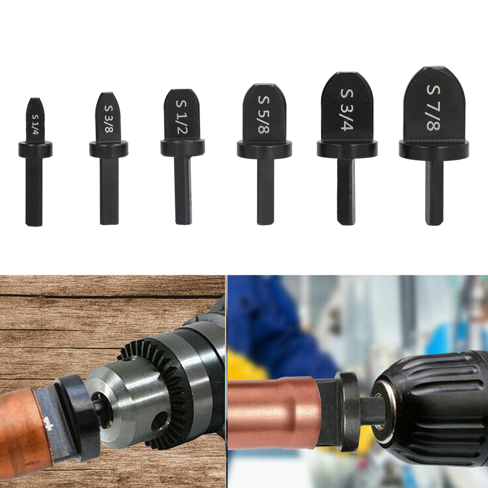 Set Mit 6 Schwarzen Aufweitdornen Für Kupferrohre (zoll), Aufweitwerkzeug Für Kupferrohre In Klimaanlagen, Bördelwerkzeug Für Kupferrohre, Dreieckiger Griff
