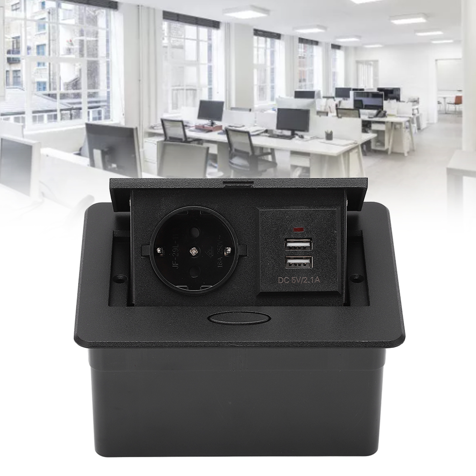 Schwarzer, Versenkbarer Konferenztischstecker J30l, Europäischer Standard + Zwei Usb-anschlüsse, 250 V