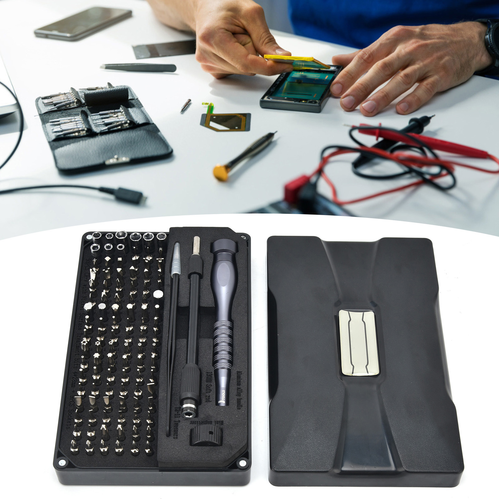 Jm-8177 106-teiliges Präzisionsschraubendreher-set, Reparaturwerkzeug-set Mit Magnetischem Schraubendreher, 4 X 28 Mm Vernickelte Crv-bits