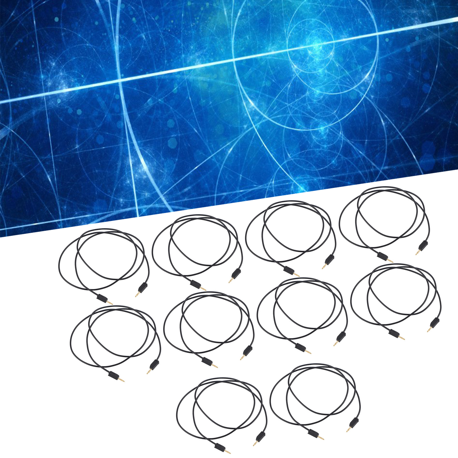 J70001 Testkabel Mit 2-mm-bananensteckern, Vergoldet, Und Einer 2-mm-verlängerung Am Ende. Erhältlich Im 10er-pack, Schwarz.