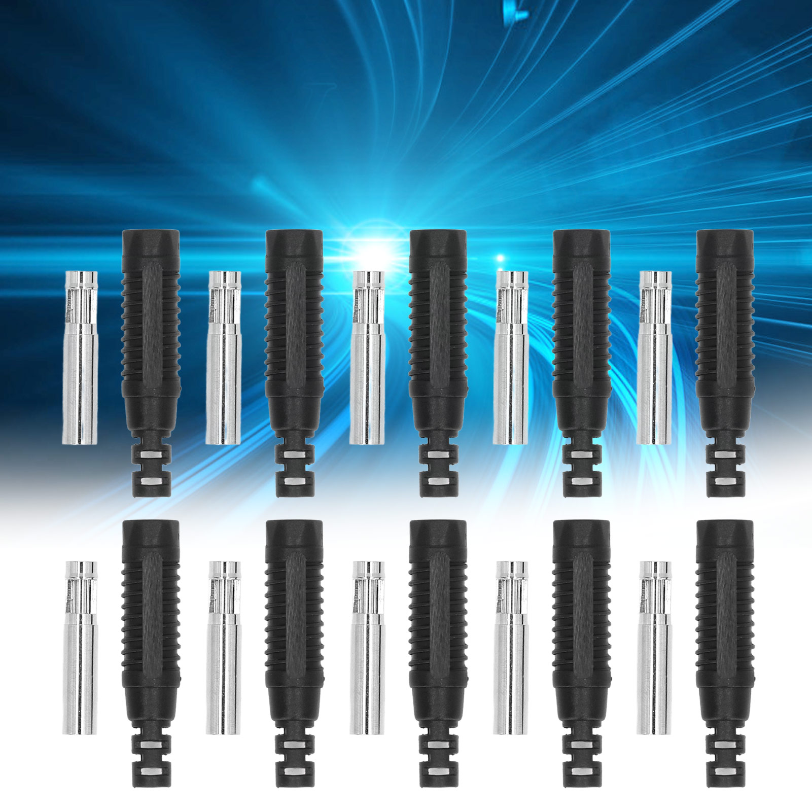 J.10031 Hochwertiger Pa-bananenstecker In Laternenform Mit Isolierrohr, Steckstecker, 10er-packung, Schwarz
