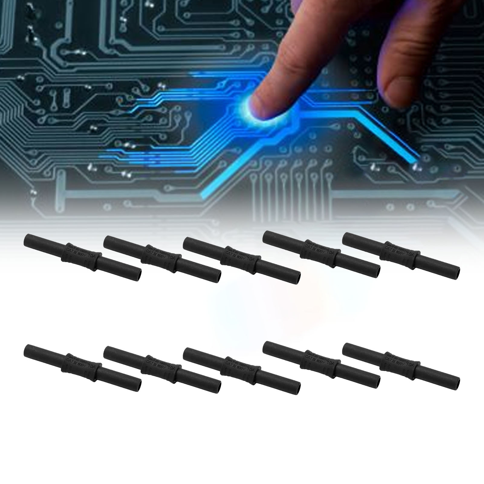 J.20009 Pov 4-mm-bananenstecker-kurzschlussadapter (buchse Auf Buchse), 10er-pack, Schwarz