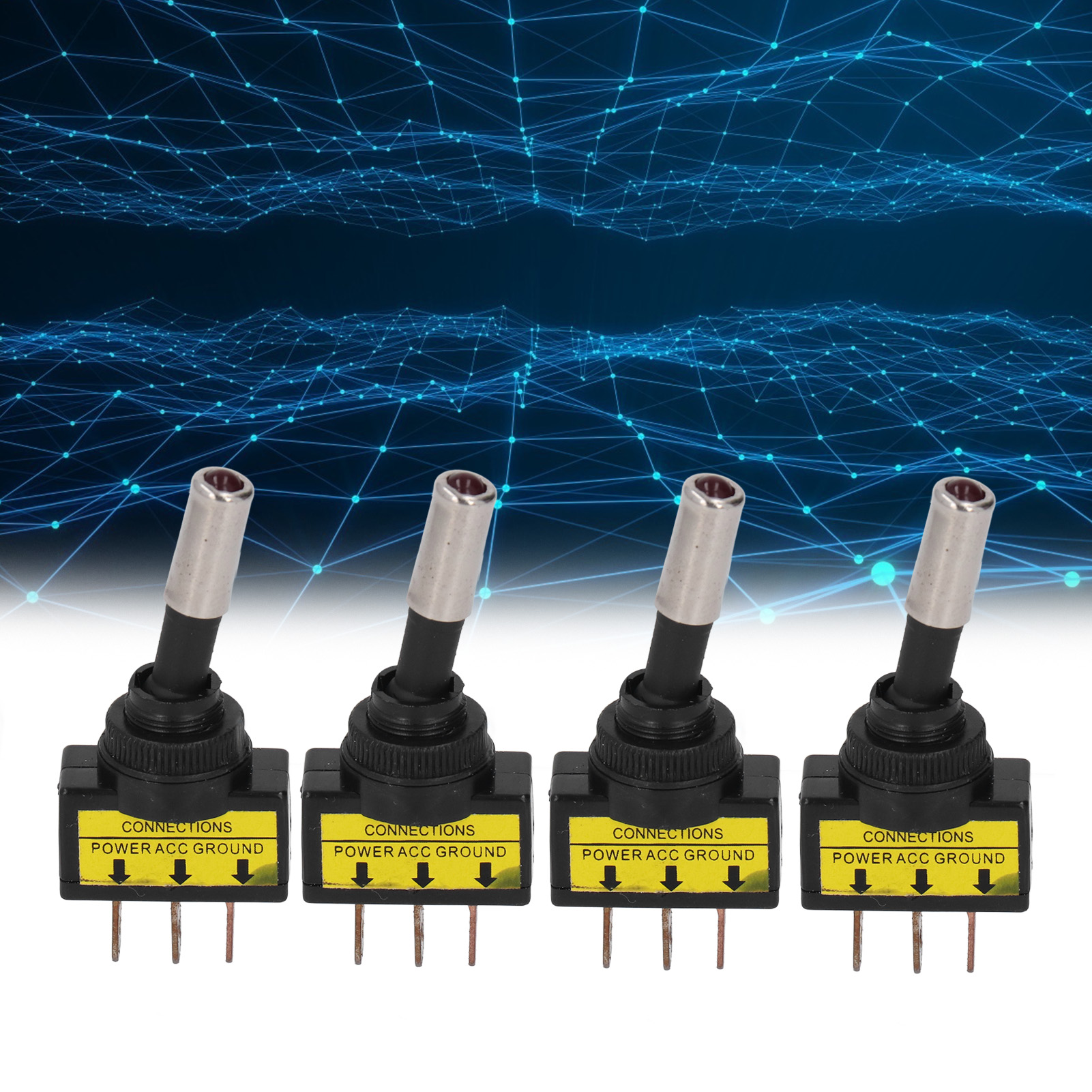 Verkauf Von 4 Asw-15d 12 Mm 20 A Kippschaltern (ein/aus, 12 V Dc, Rote Led, 3 Pins) Für Den Automobilbereich.