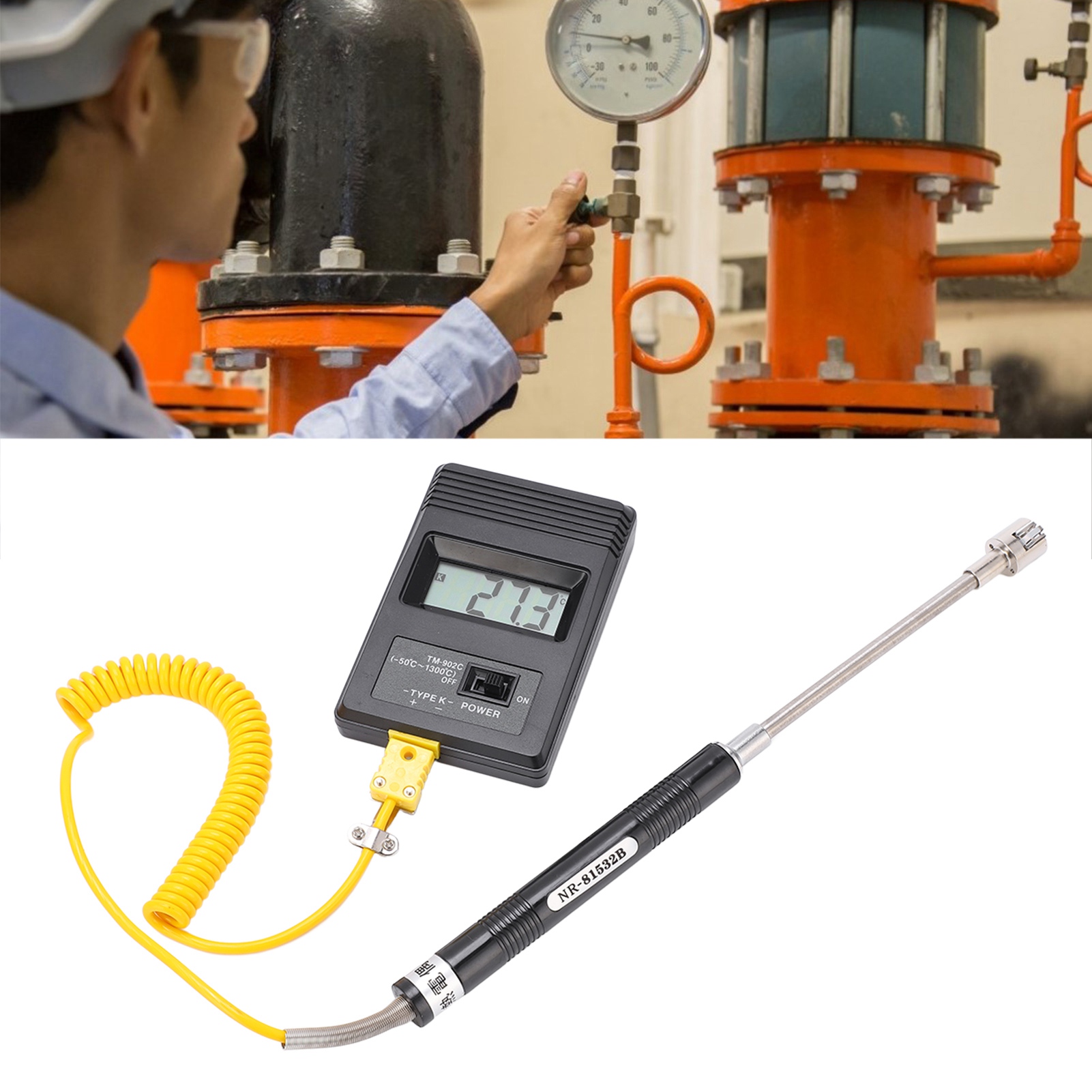 Tm-902c Lcd-digitalthermometer Mit Sensor Und Geradem Griff, Oberflächen-thermoelement -50 Bis 500 °c