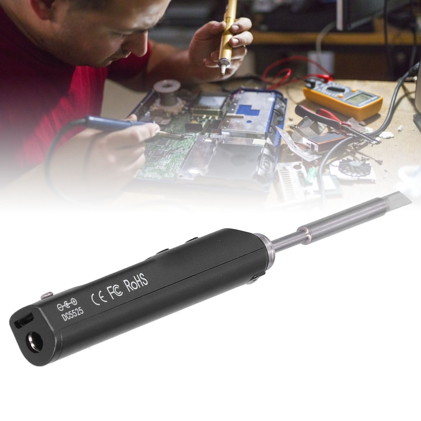 Schwarzer Lötkolben Sq-001 Mit 19v-netzteil Nach Europäischem Standard (europäischer Standard 100-240v)