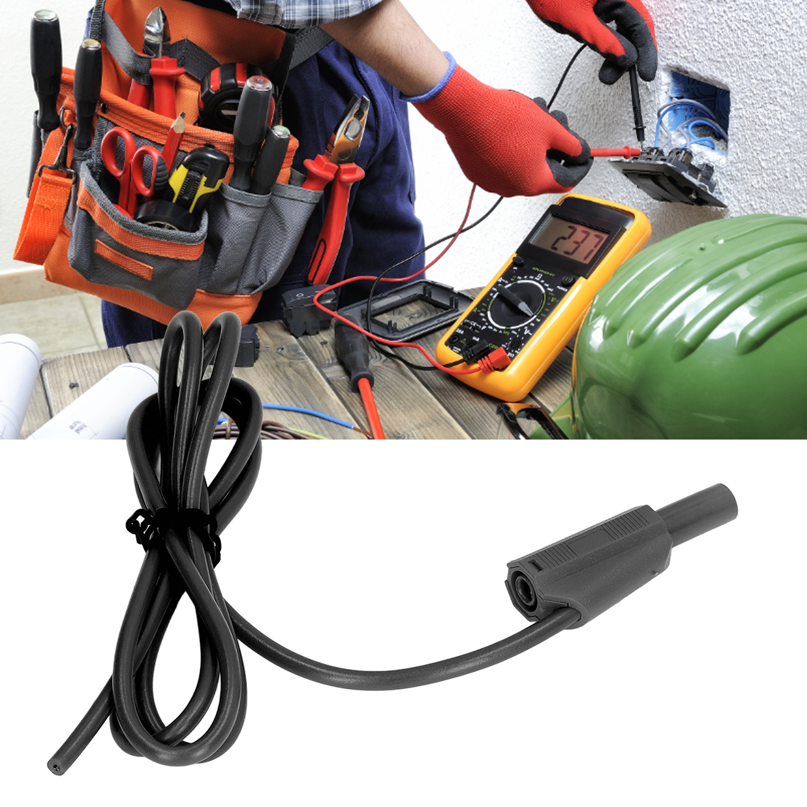 J.70021 Schutzstecker-prüfleitung, Lötbar, Schwarz