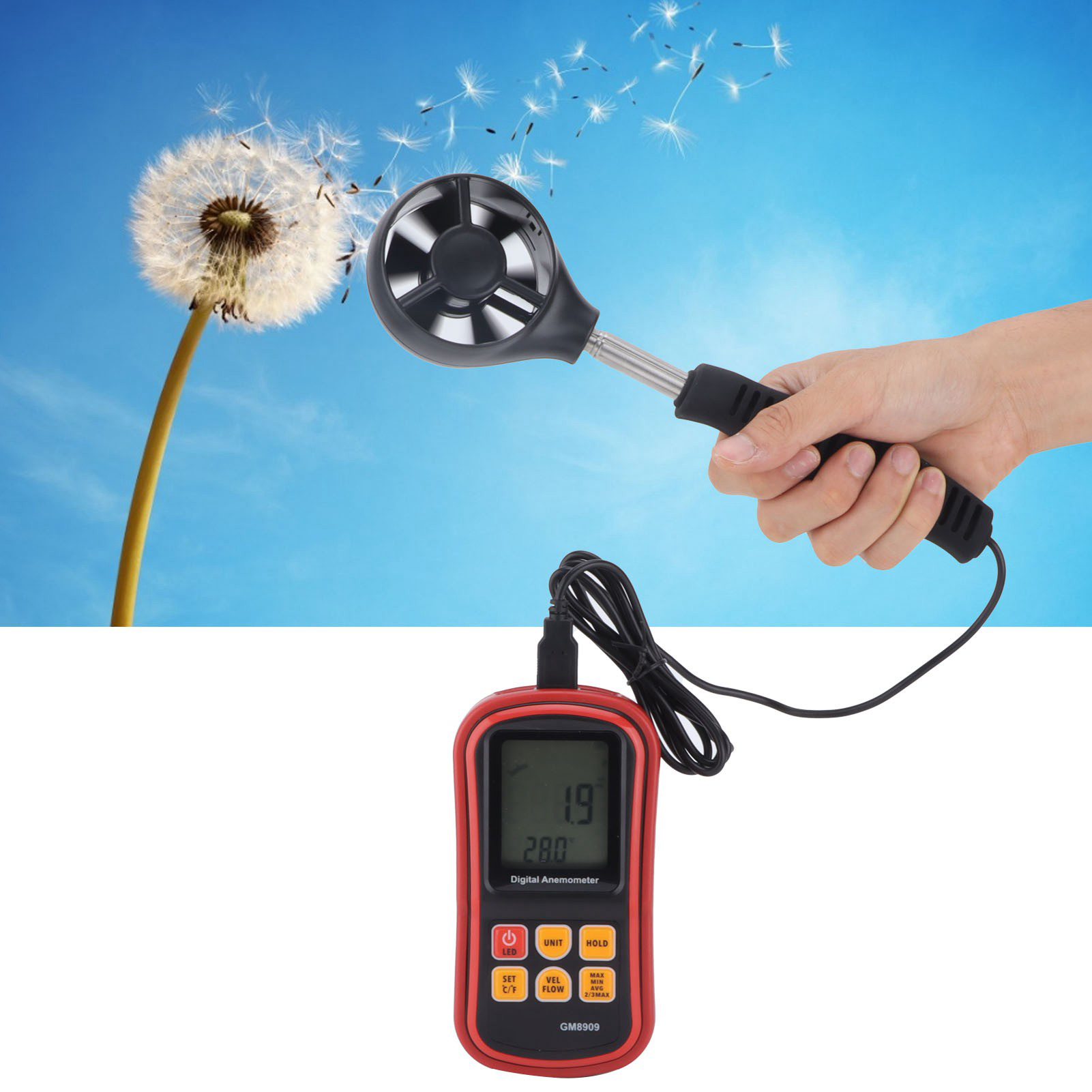 Gm8909 Multi-energie-anemometer/tragbare Windfahne