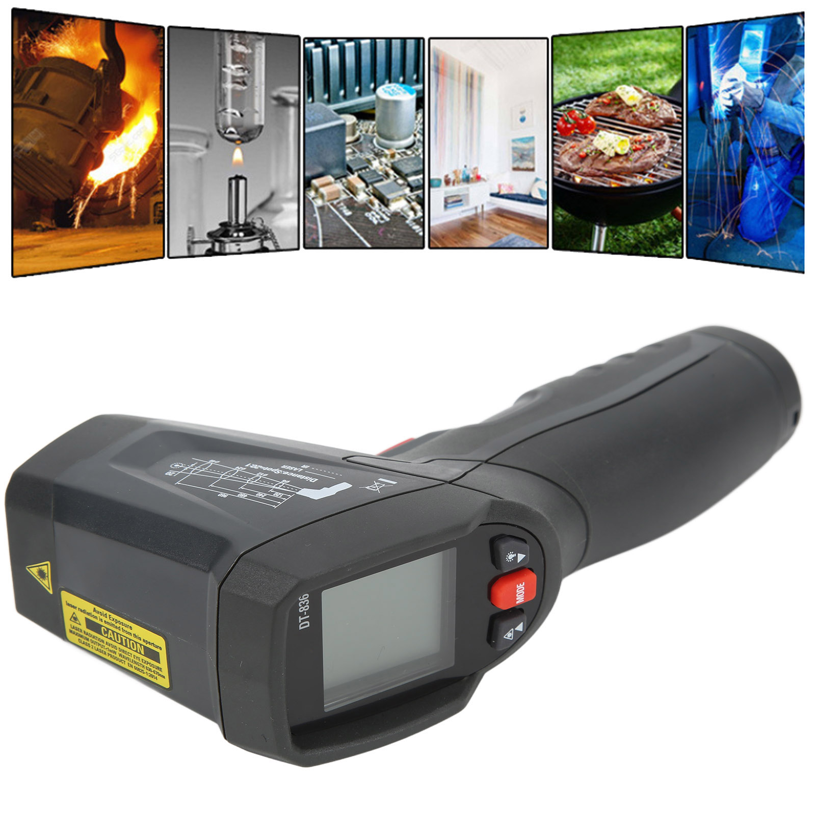 Dt-836 Ring-infrarot-laserthermometer, Industrielles Temperaturmessgerät, Tragbares Laserthermometer