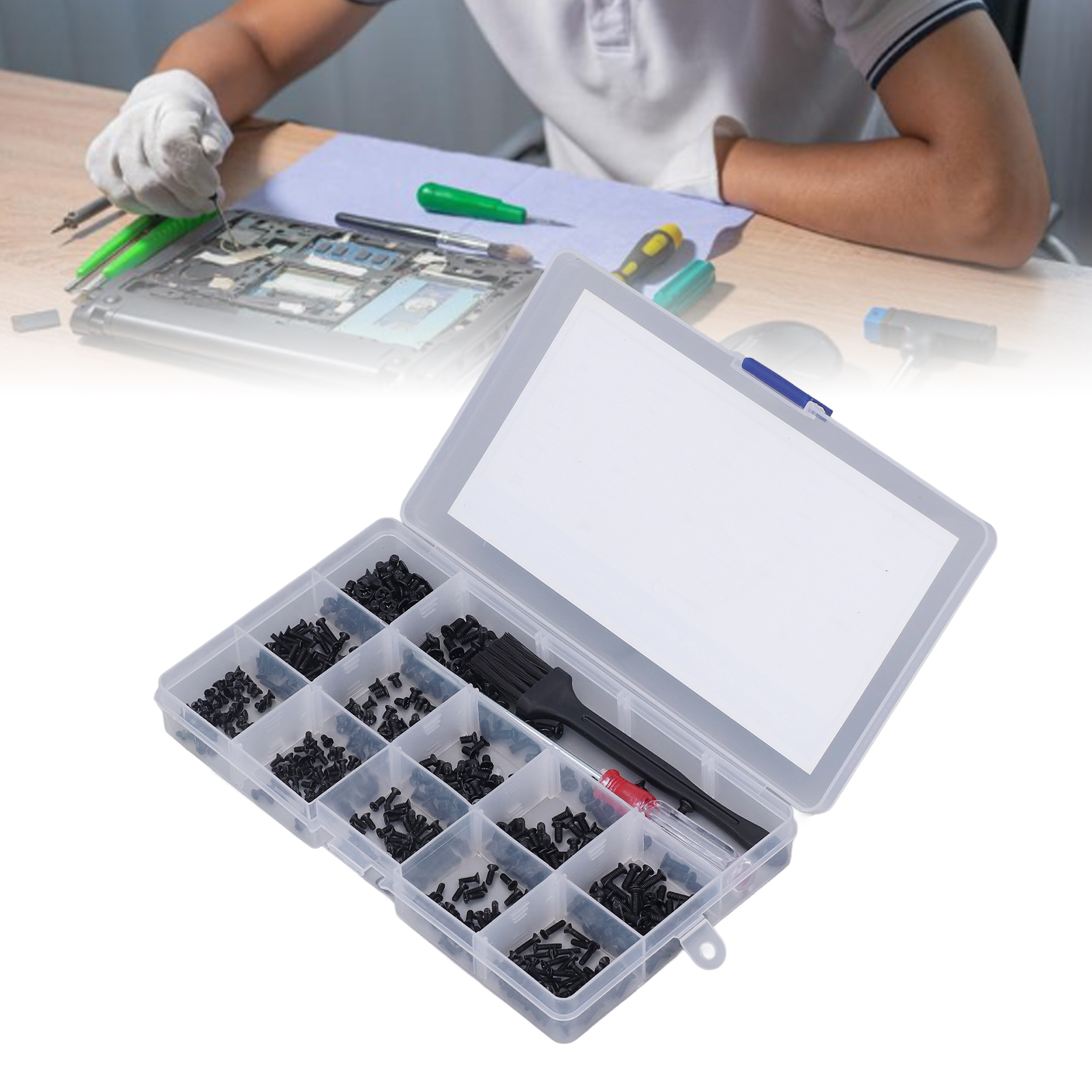 M2, M2.5, M3 Metrisches Schraubenset Für Miniatur-laptops, Inklusive 1 Schraubendreher Und 1 Bürste.