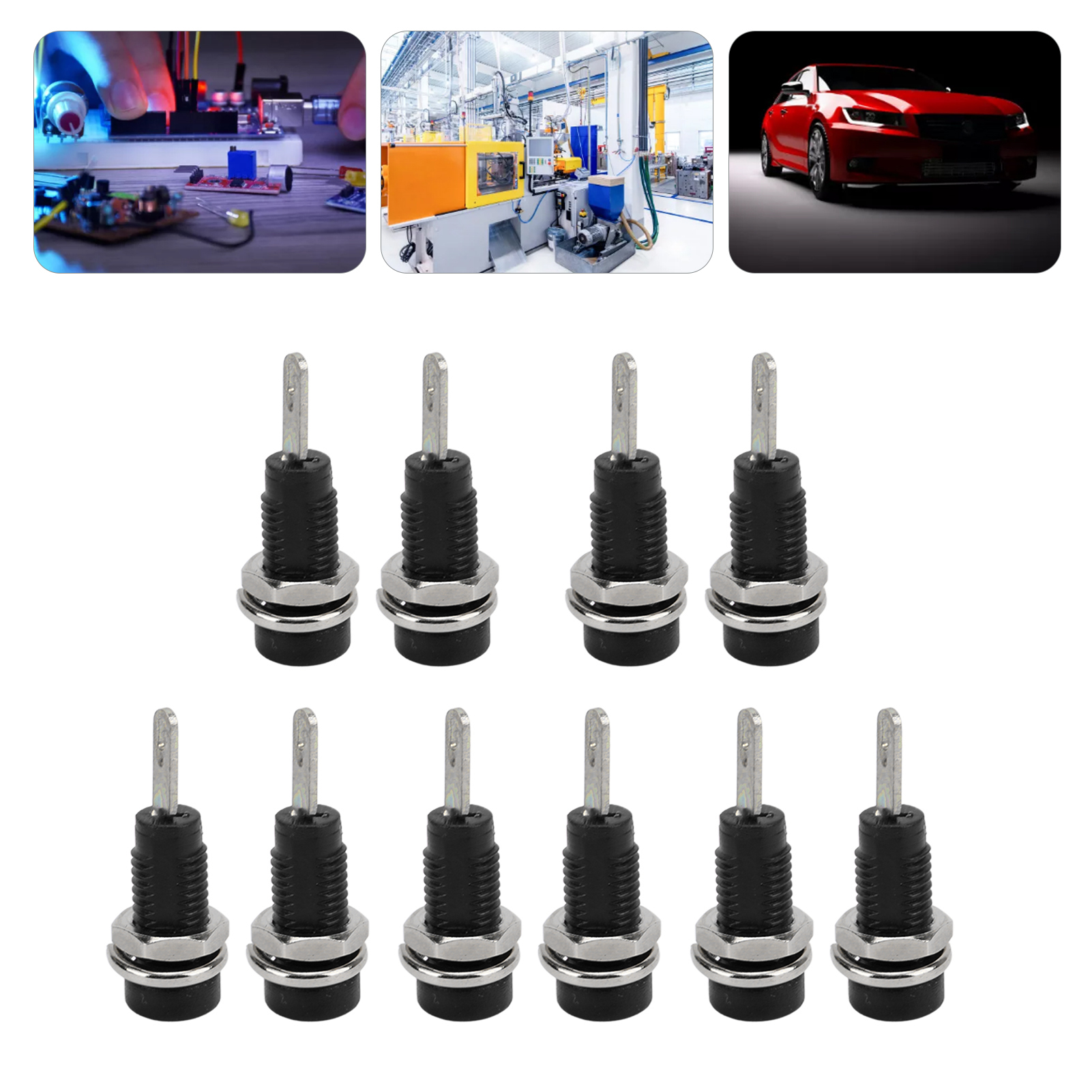 J.40003 2 Mm Bananenstecker Mit Innenliegender Federklemme, 2 Mm Einbaustecker, Verkauft In 10er-packungen, Schwarz.
