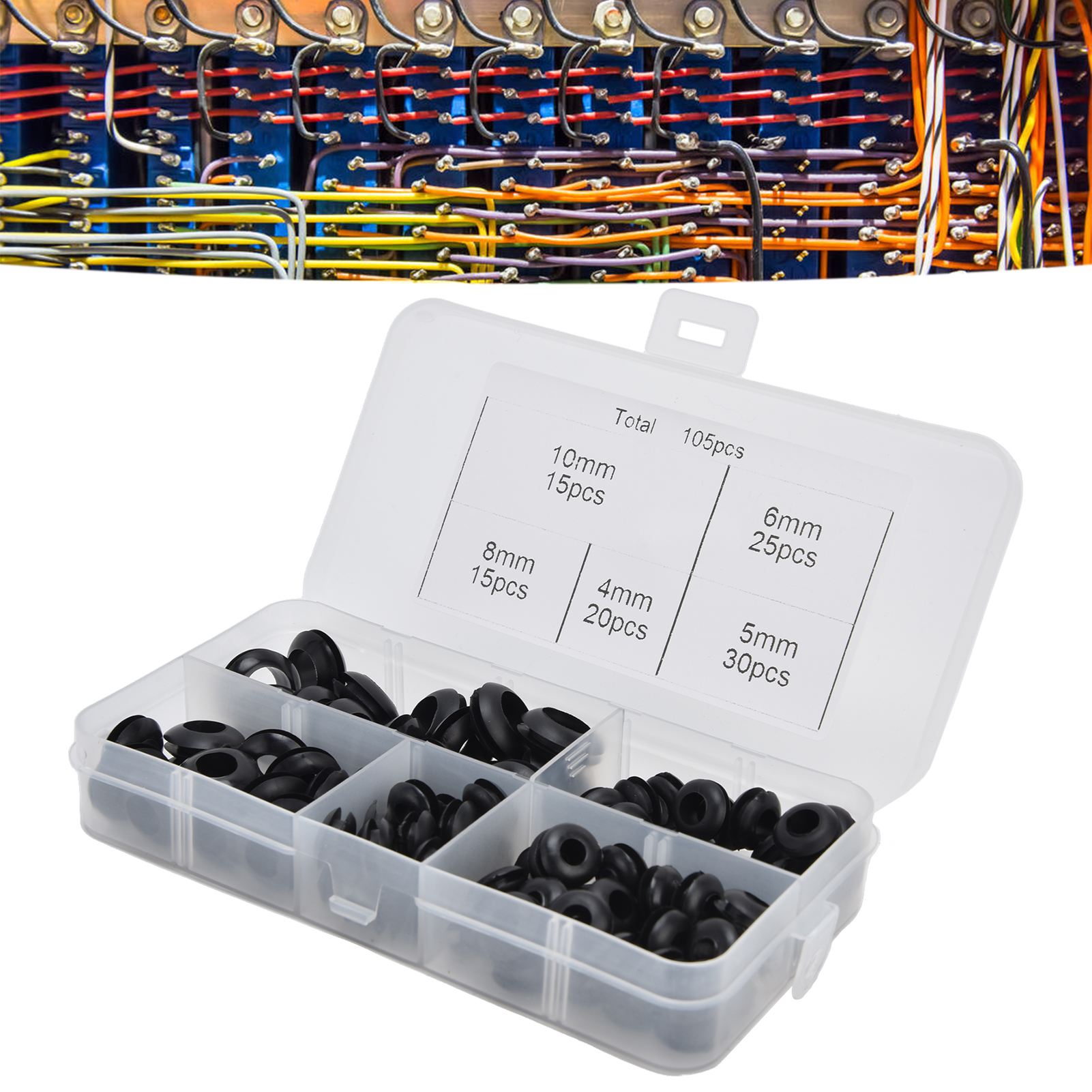 Set Mit 105 Doppelseitigen, Wasserdichten Und Isolierten I-träger-spulenschutzkappen Aus Schwarzem Gummi, Verpackt In Einer Schachtel.