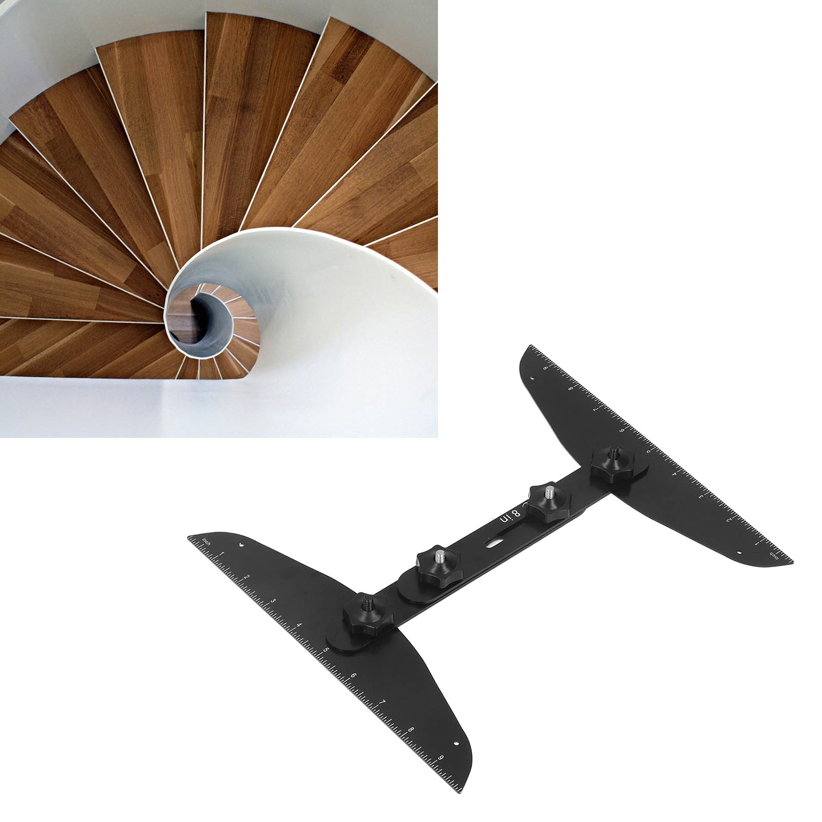 Multifunktionales, Klappbares Treppenlineal (schwarz)