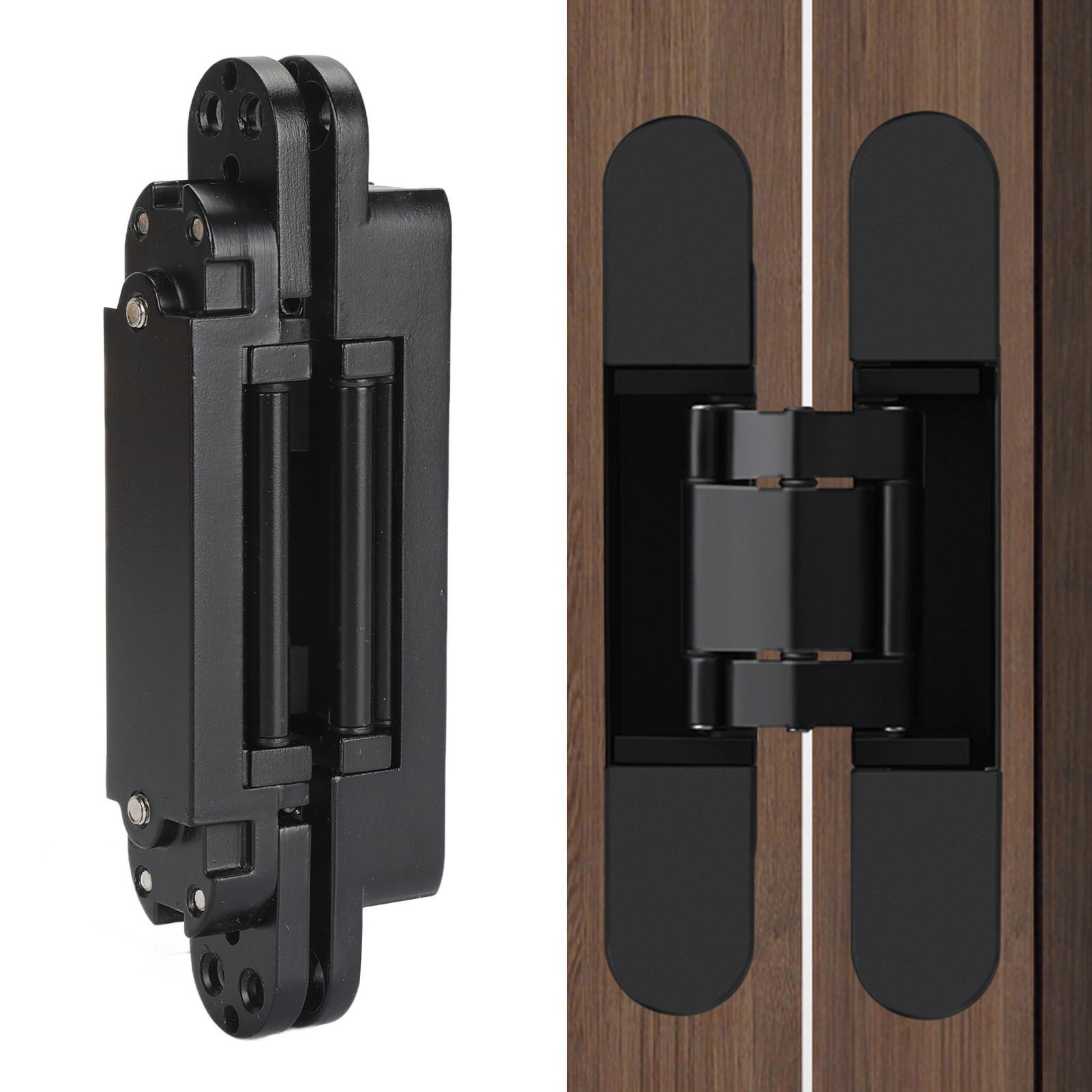 Verstellbares 3d-kreuzscharnier, Unsichtbares Scharnier, Verdecktes Türscharnier, Tragkraft 40 Kg, Schwarz