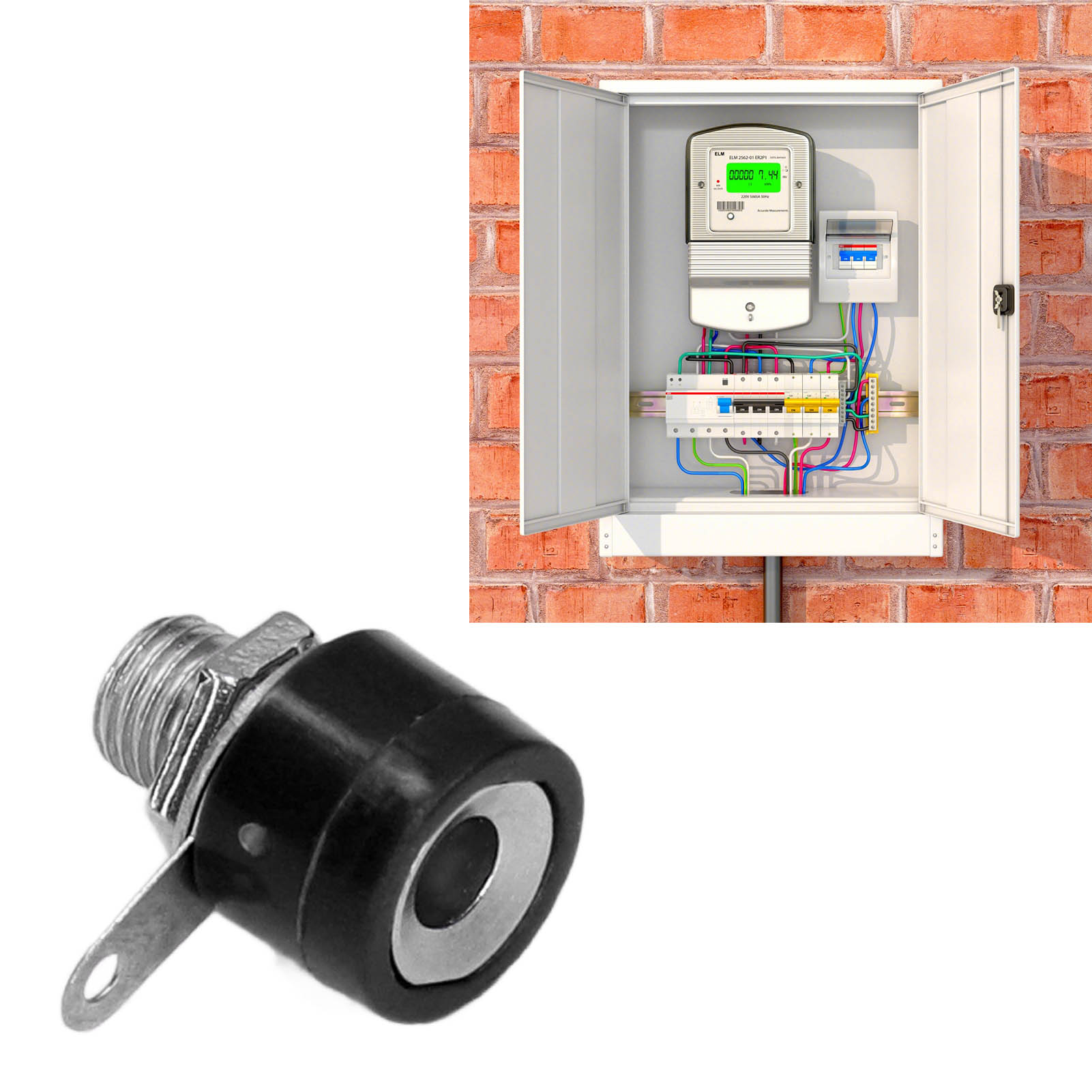 Kreuzförmiger Stecker Mit 4-mm-bananenstecker Und -buchse Aus Schwarzem Kupfer.