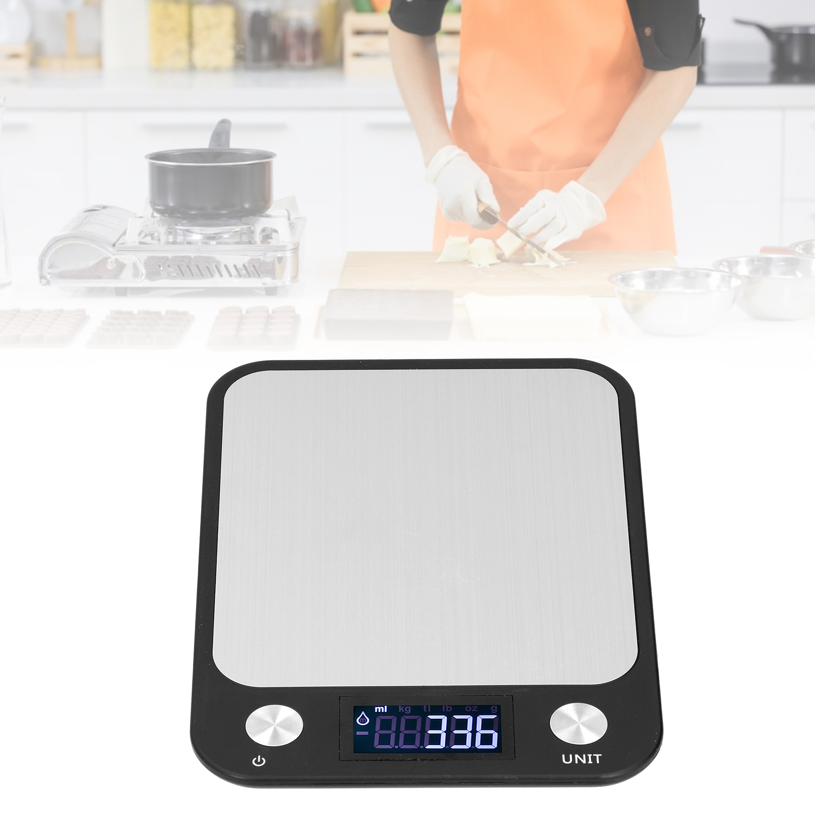 Küchenwaage (10.000 G), Dünne Edelstahlpfanne, Digitalwaage