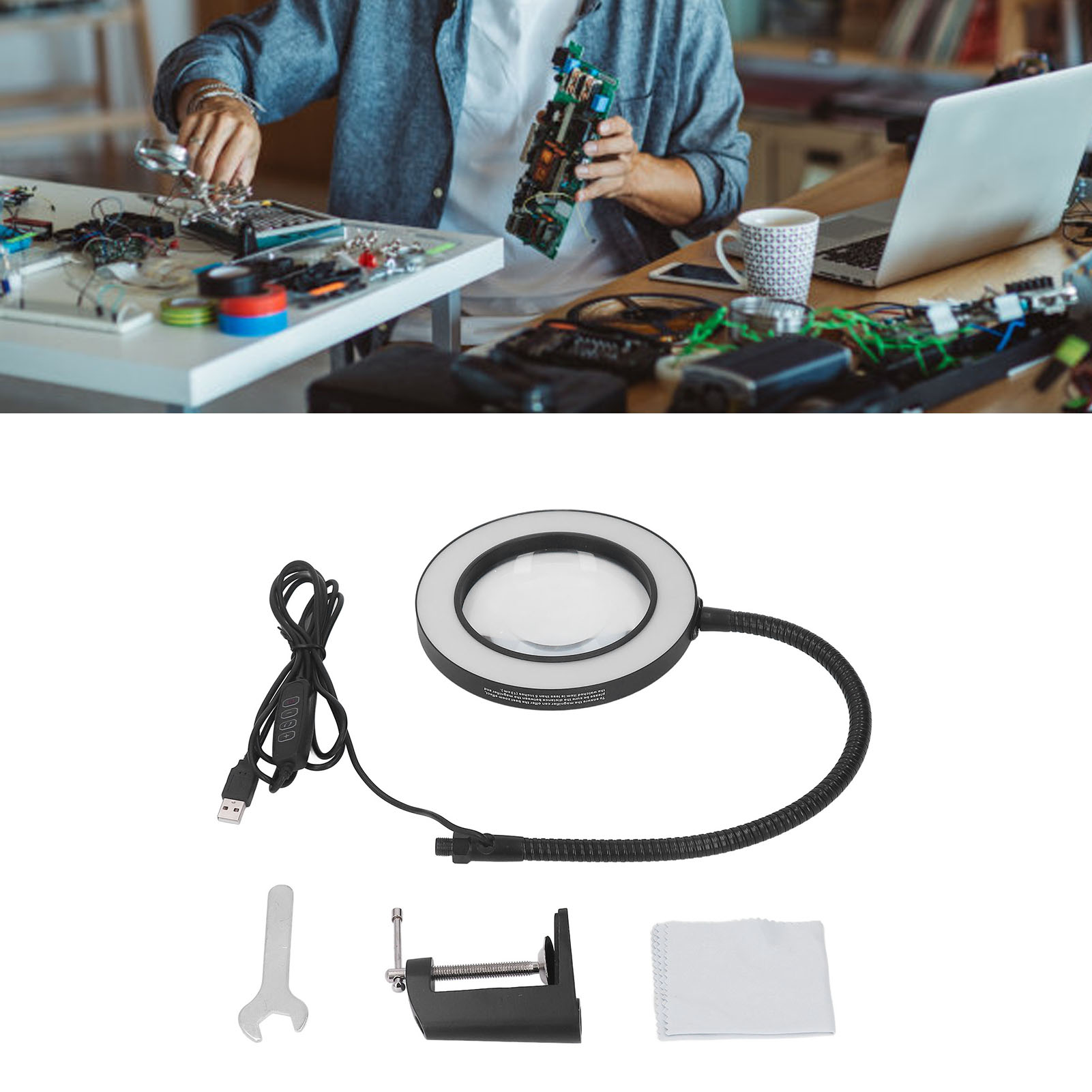 Schweißlampe, Tischlampe, Lupe, Schreibtischlampe, Beleuchtung Für Elektronikreparaturen, Ringlicht