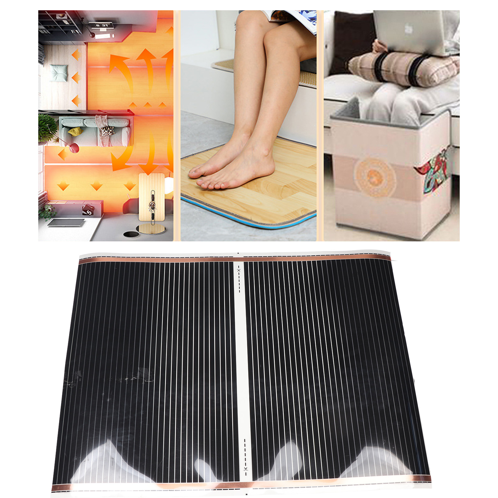 Laminierte Und Schwimmende 220–240-v-elektroheizmatte, 100 Cm Lange Elektrische Heizfolie, Leise Und Gleichmäßige Wärmeverteilung, Ultradünne Und Wartungsfreie Bodenmatte, Modell A: 75 X 100 Cm