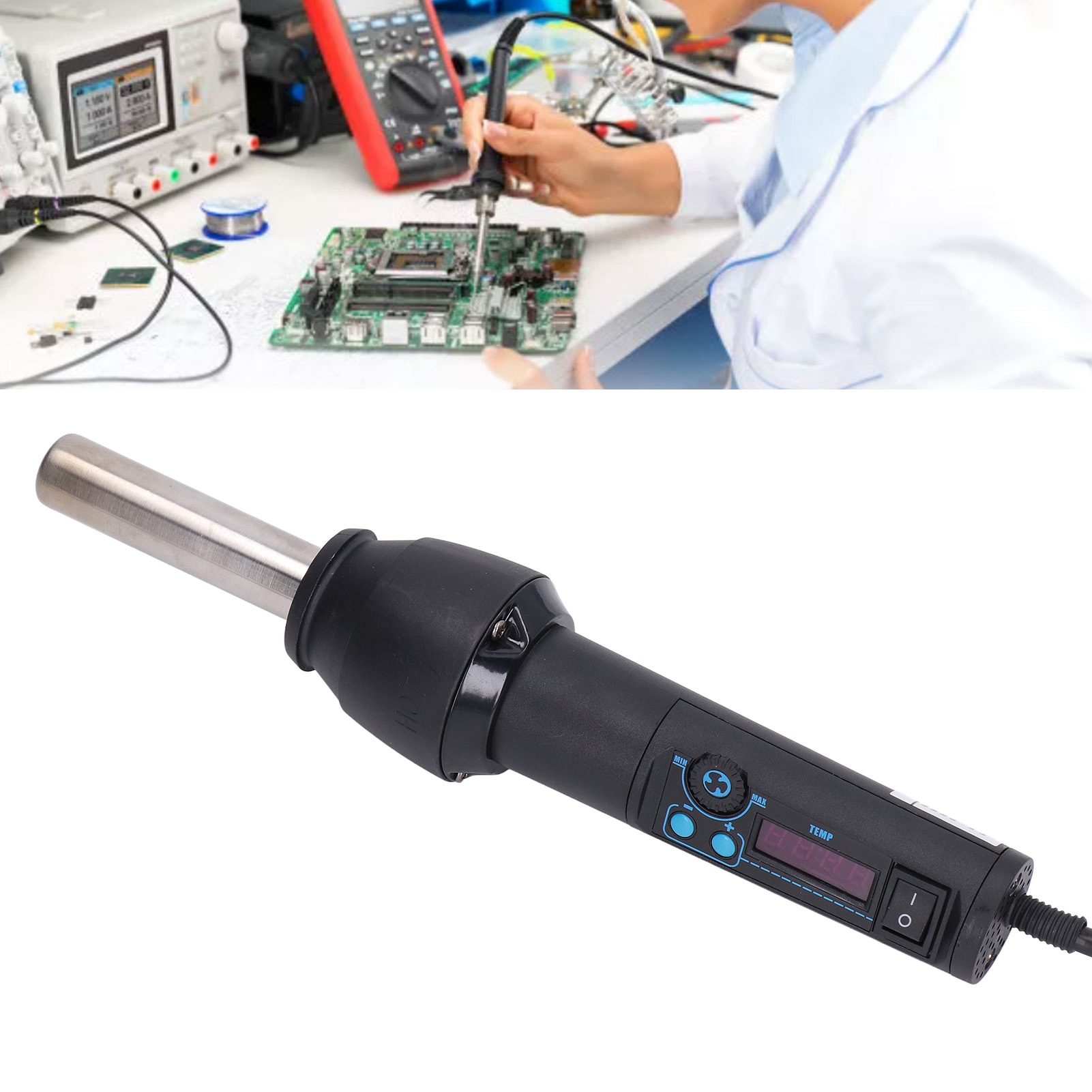Tragbare Elektronische Heißluftpistole Mit Lcd-display, 700 W + Düsenset (europäischer Standard 220 V)