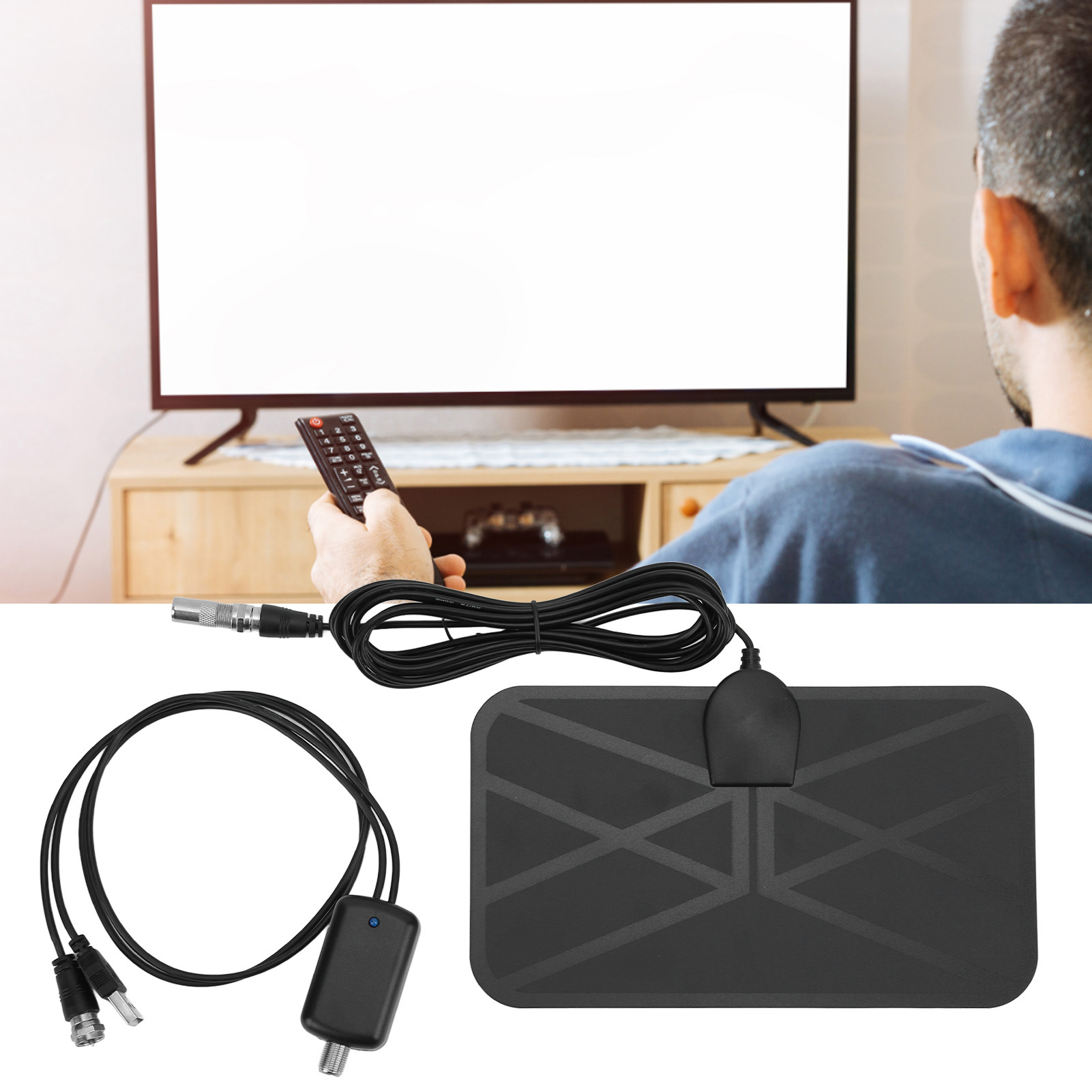 Kj-035 Wellplatten-tv-antenne – Digitale Tv-antenne Mit Verstärker, Hd-terrestrische Digitalantenne Für Den Innenbereich, Empfangsverstärker, 4k/1080p-antenne