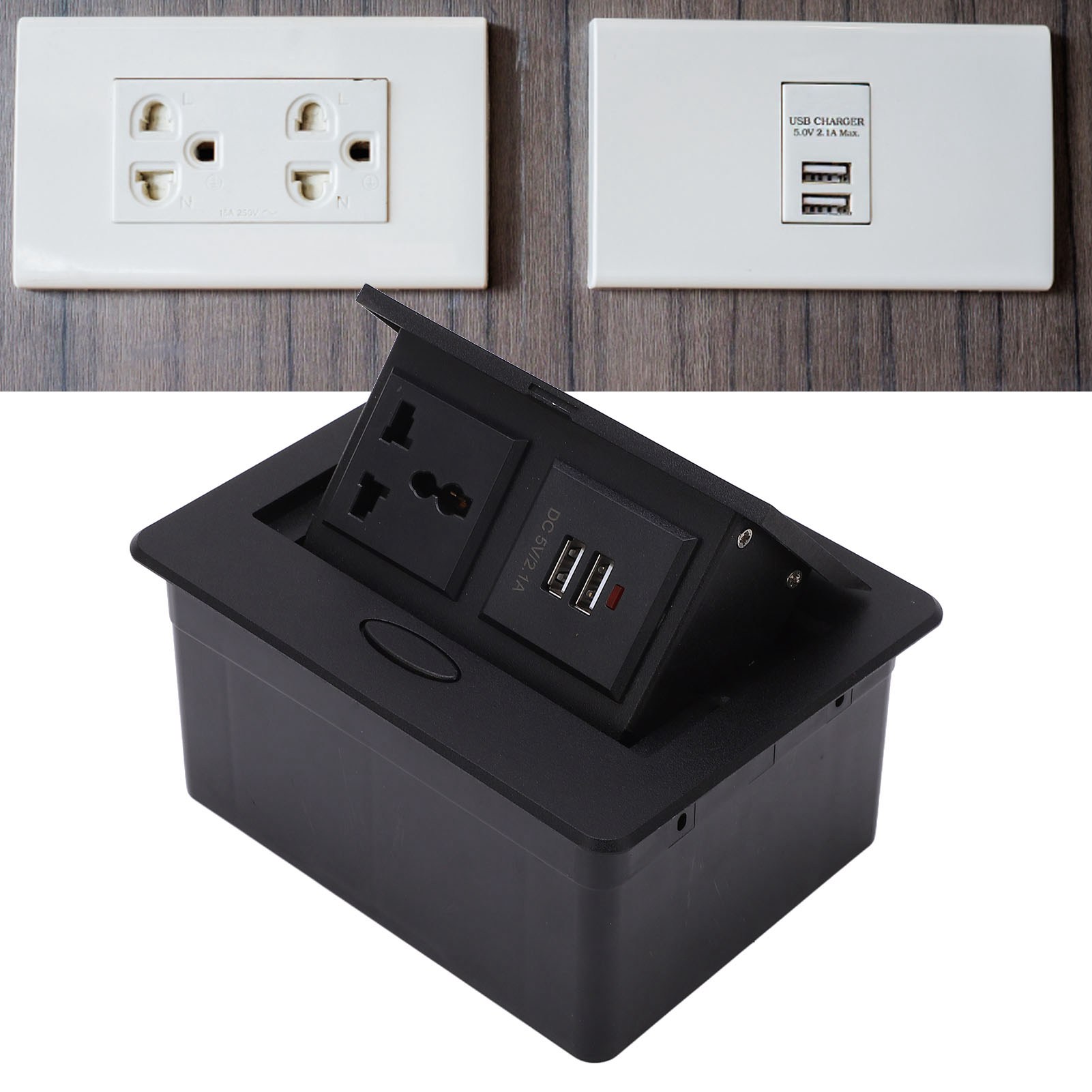 Universelle J30-dreipol-tischsteckdose + Zwei Usb-anschlüsse, Flächenbündig Und Versenkbar, Für Konferenztische, 250 V