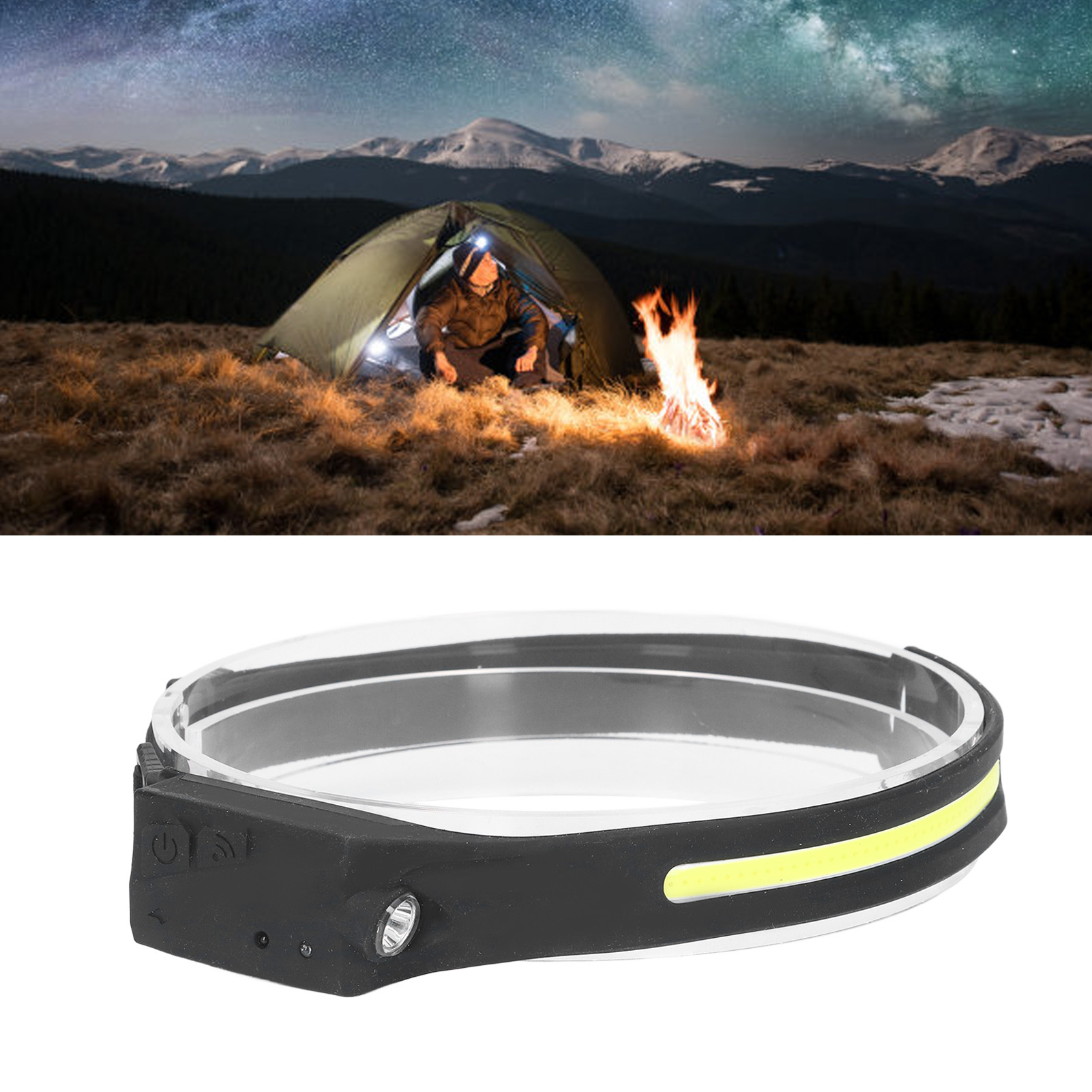 230° Panorama-silikon-stirnlampe, Usb-aufladbar, Wasserdicht, Mit 5 Beleuchtungsmodi, 350 Lumen Cob-stirnlampe, Geeignet Zum Radfahren, Laufen, Wandern, Campen, Angeln Und Für Kinder.