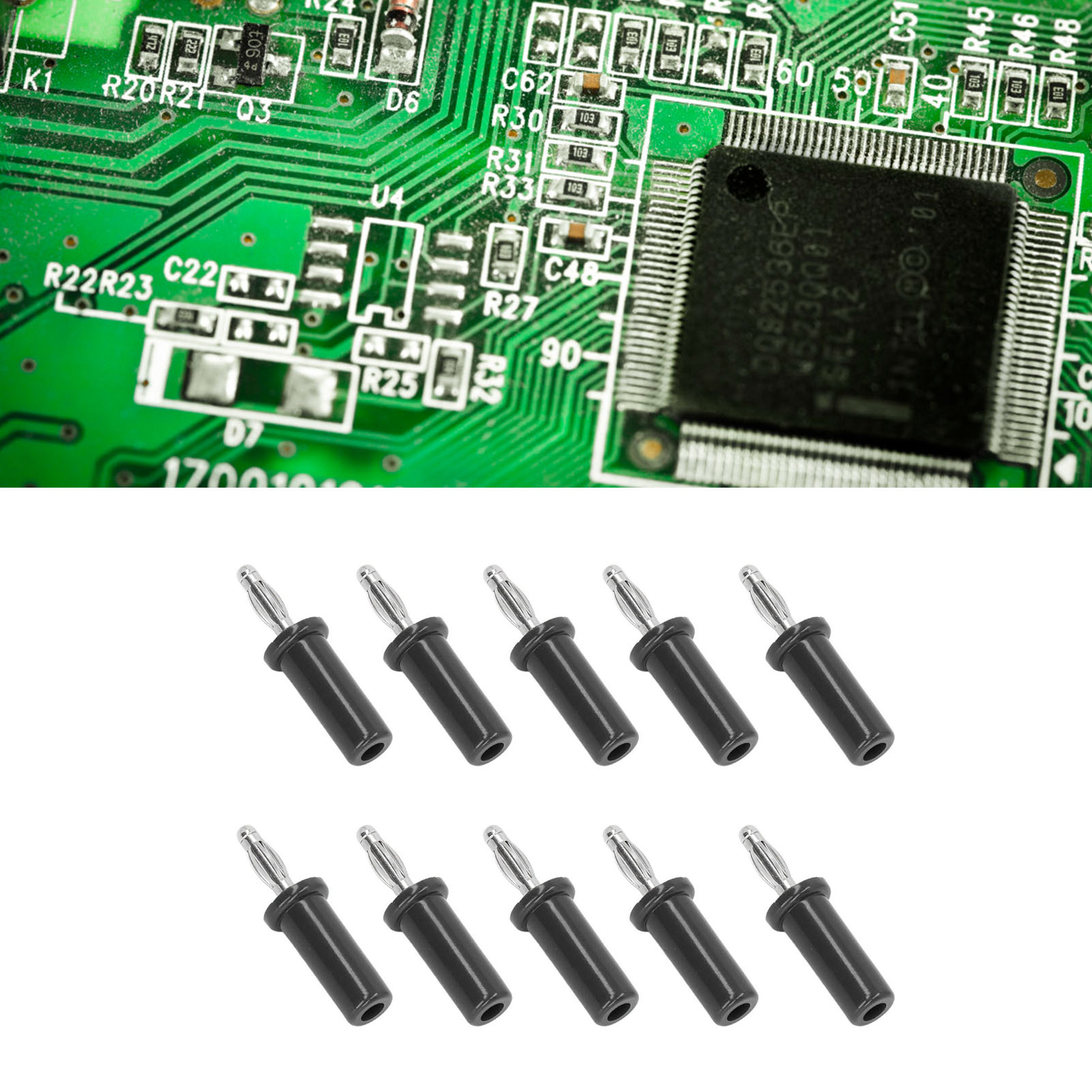 J.10013 4mm Bananenstecker Mit Flansch, Hochwertiger Bananenstecker Aus Reinem Kupfer, Gelöteter Bananenstecker, Verkauft In 10er-packungen (schwarz)