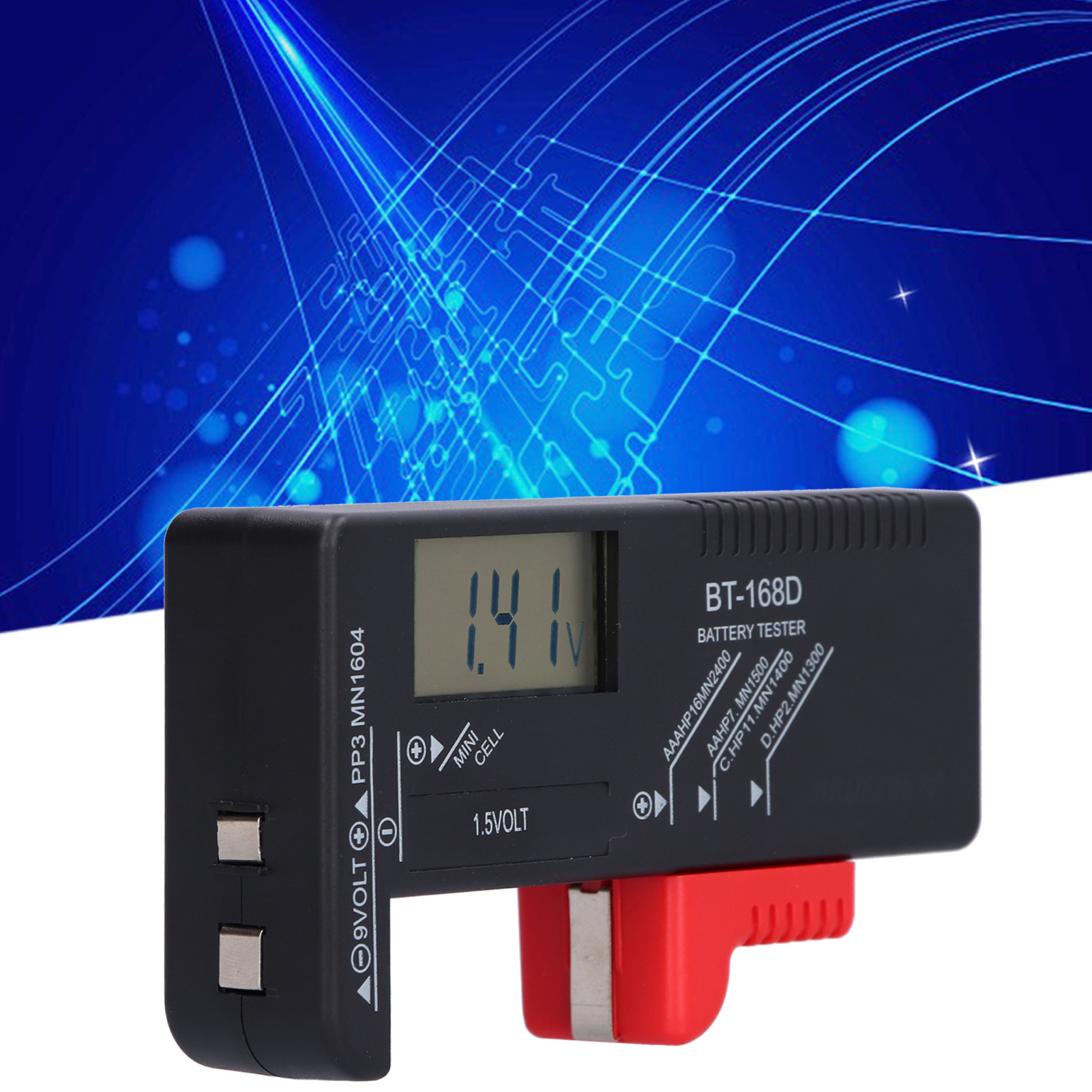 Bt-168d Tragbarer Aa/aaa-batteriekapazitätstester Mit Digitalanzeige, 9-v-spannungsdetektor Und Zeigeranzeige