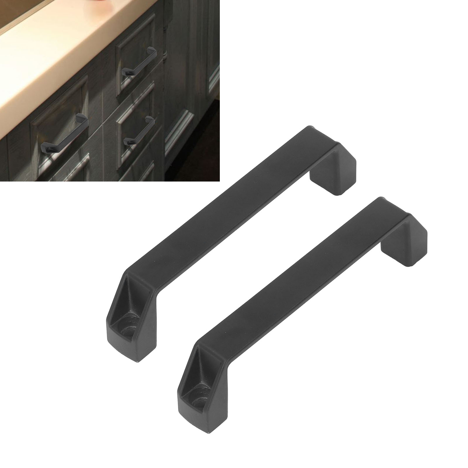180 Mm Quadratischer Griff Mit Einem Mittenabstand Von 180 Mm, Schwarzer Aluminiumgriff Für Maschinenschranktüren.