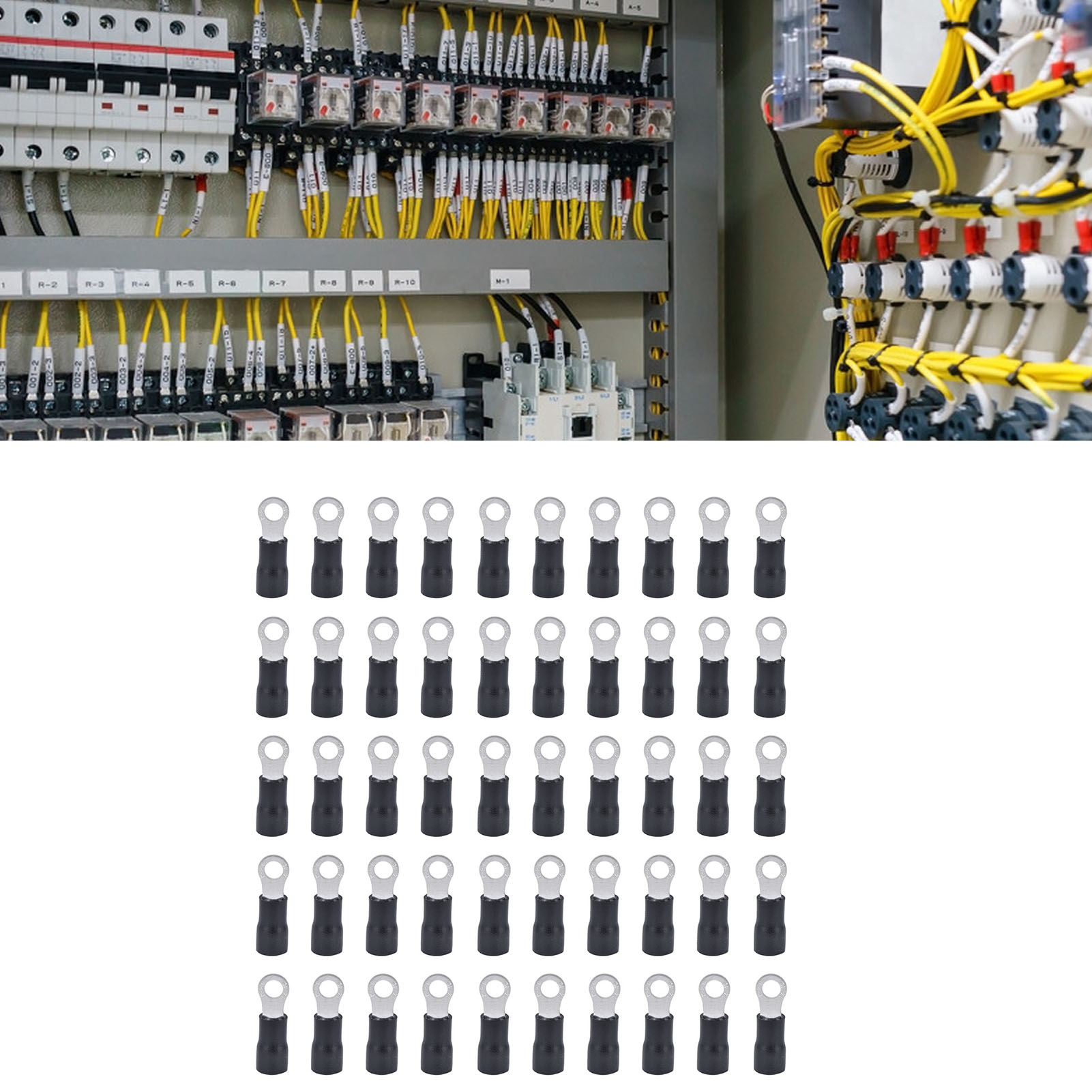 50 Stück Verfügbar: Rv3.5-4 Vorisolierter Kupferring-crimp-kabelschuh Awg14-12 Drahtverbinder.