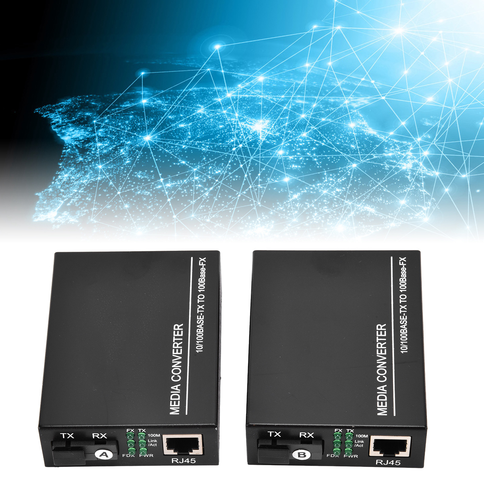 100-mbit/s-ab-glasfaser-transceiver, Telekommunikationsqualität, Singlemode, Einzelfaser, Einzelkern, Optoelektronischer Wandler, 100–240 V, Europäischer Standard