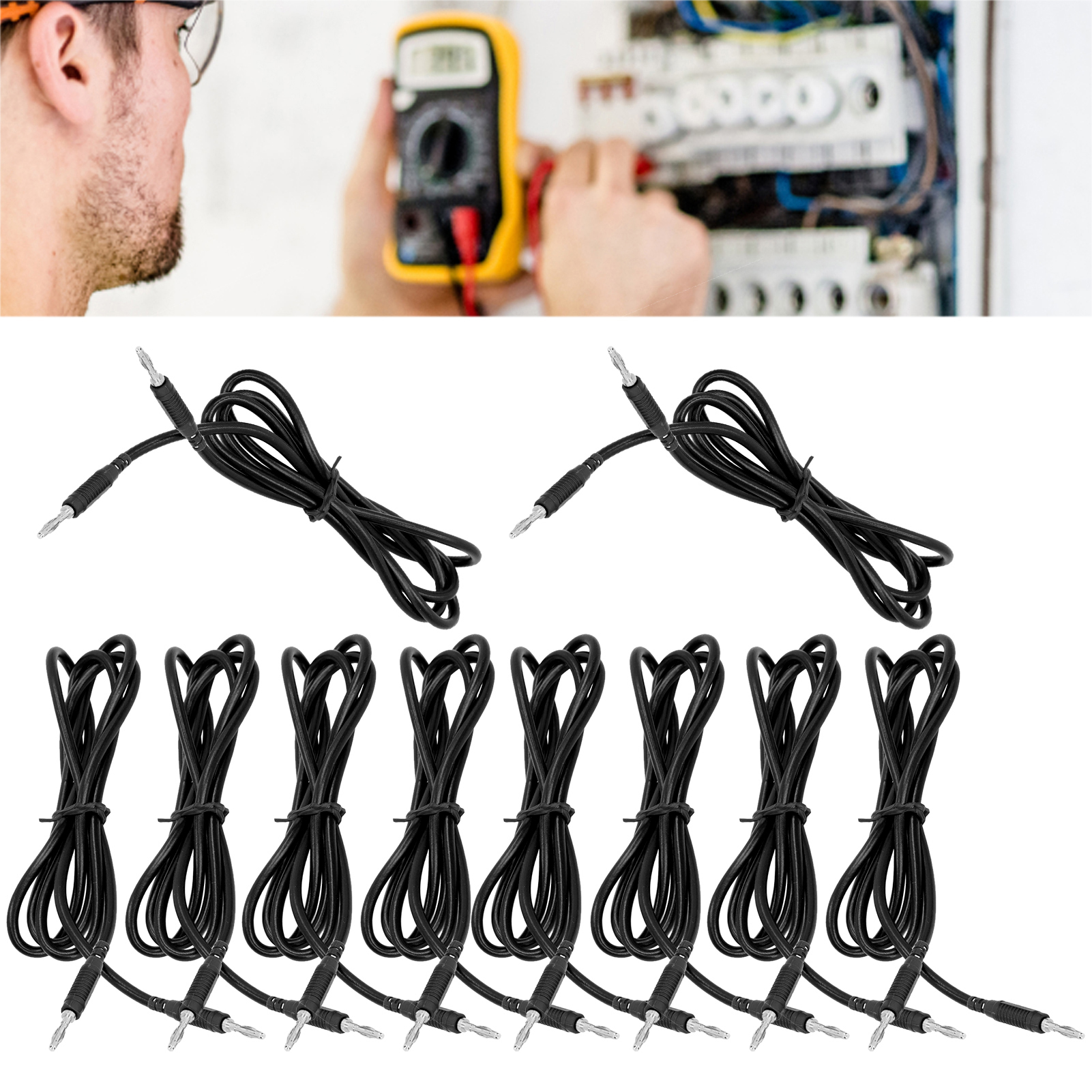 Bananenstecker-prüfkabel J.70011 4 Mm, Stecker Auf Stecker, Bananenstecker-prüfkabel Aus Messing, Verkauft In 10er-packungen, Schwarz.