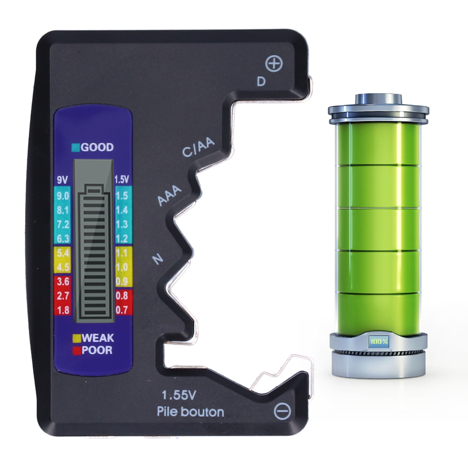 Batterieleistungsprüfer, Batteriekapazitätstester, Messgerät Mit Display, Batteriemessgerät (schwarz)