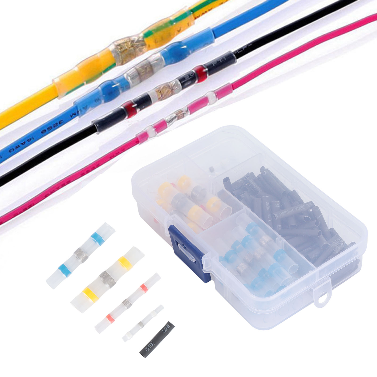 Set Mit 100 Schrumpfverbindern (30 Lötklemmen + 70 Schrumpfschläuche 3,0 X 20 Mm, Schrumpfverbinder Für Drähte)