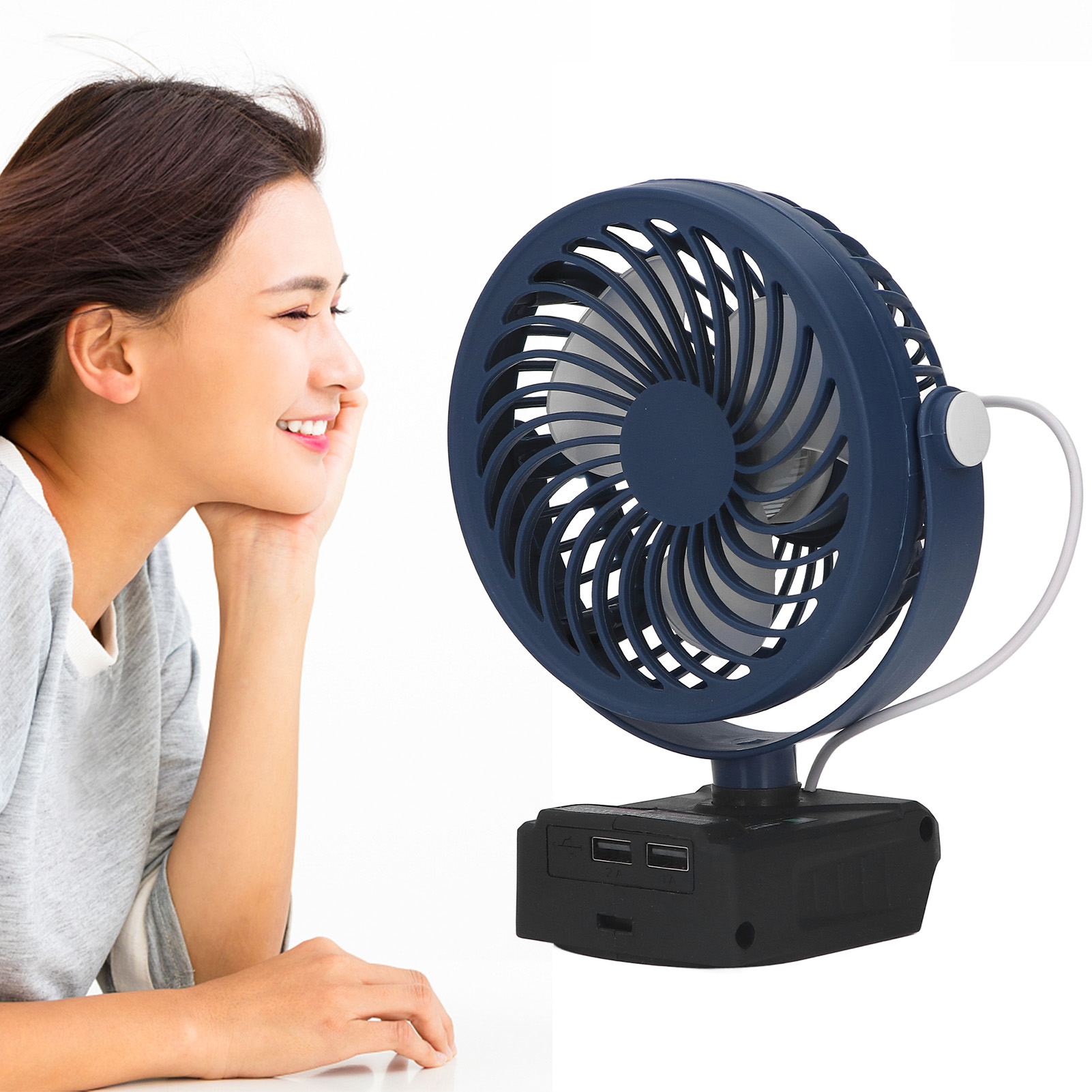 Bürstenloser Ventilator Mit Lithium-akku Und Makita-schnittstelle, Tragbarer Elektrischer Ventilator Mit 2 Einstellbaren Geschwindigkeiten Für Den Außeneinsatz.