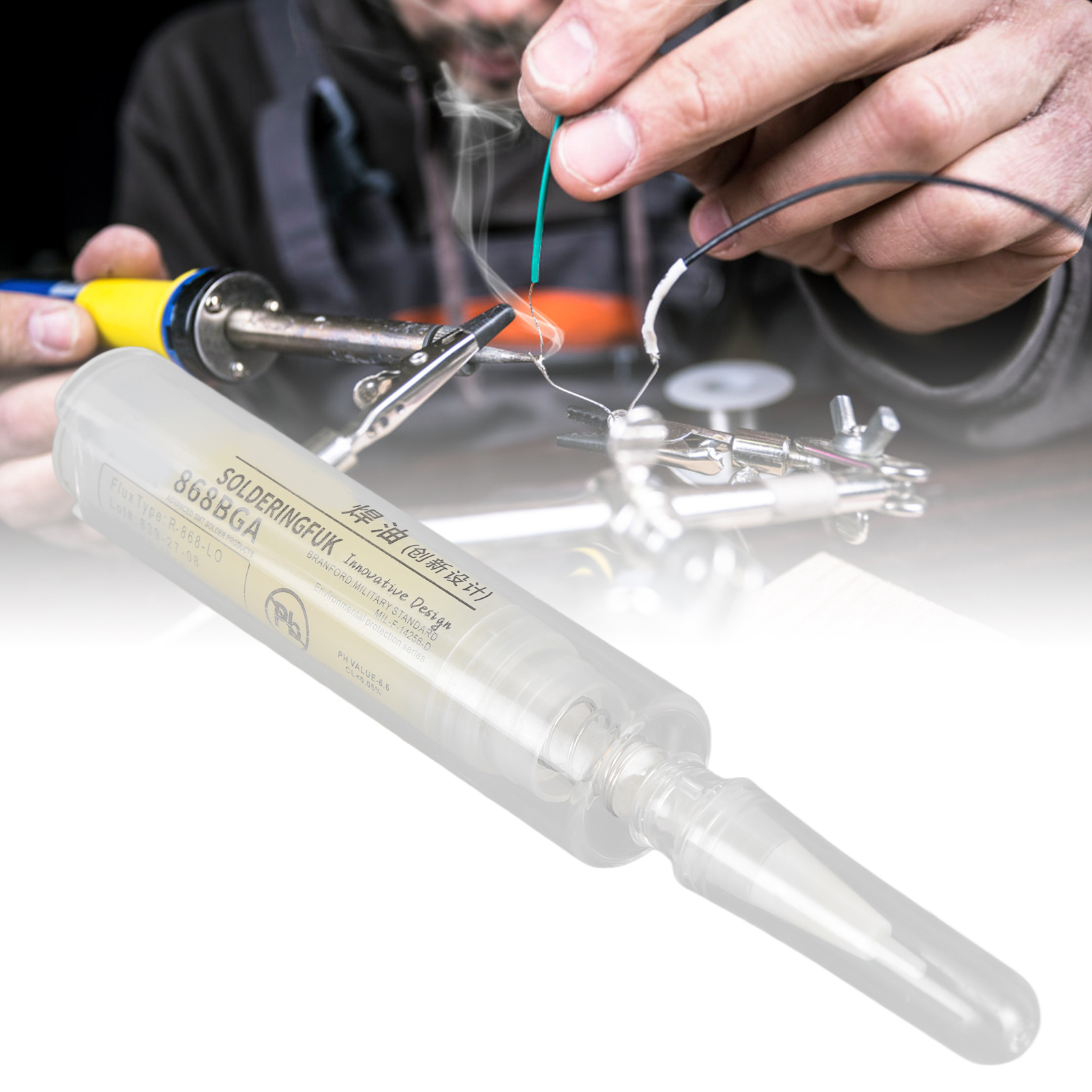 Hochwertige Lötpaste, Verpackt In Einer Spritze Und Durch Druck Aufgetragen Die Lötpaste Ist Entfernbar, Einfach Anzuwenden Und Leicht Zu Ersetzen.