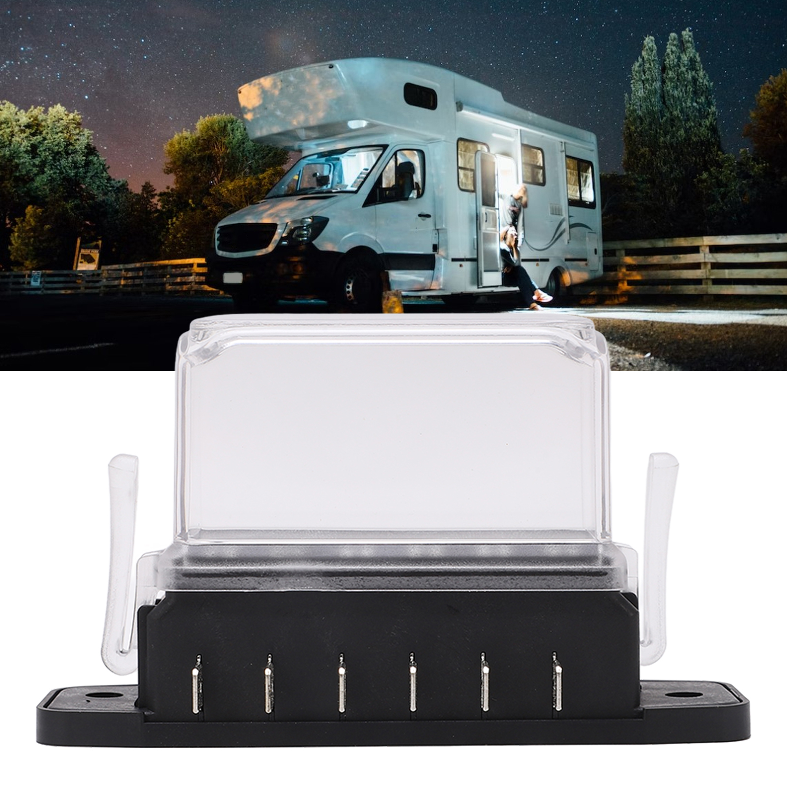 Standardmäßiger Ats-sicherungskasten Und Mini-6-wege-12v/24v-leistungsschalter Mit Transparenter, Wasserdichter Und Feuchtigkeitsbeständiger Abdeckung, Geeignet Für Boote, Wohnmobile, Golfwagen, Lastw